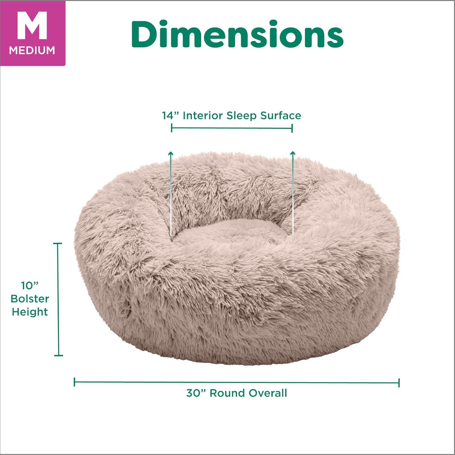 imageFurHaven 45quot Calming Donut Dog Bed for Large Dogs Round Plush Donut Design with Soft Filling for Snuggling Comfort Removable Washable Cover Jumbo XL Shaggy Faux Fur GrayTaupe