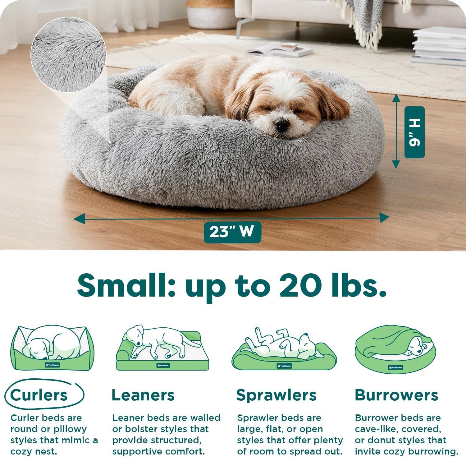 imageFurHaven 45quot Calming Donut Dog Bed for Large Dogs Round Plush Donut Design with Soft Filling for Snuggling Comfort Removable Washable Cover Jumbo XL Shaggy Faux Fur GrayMist Gray
