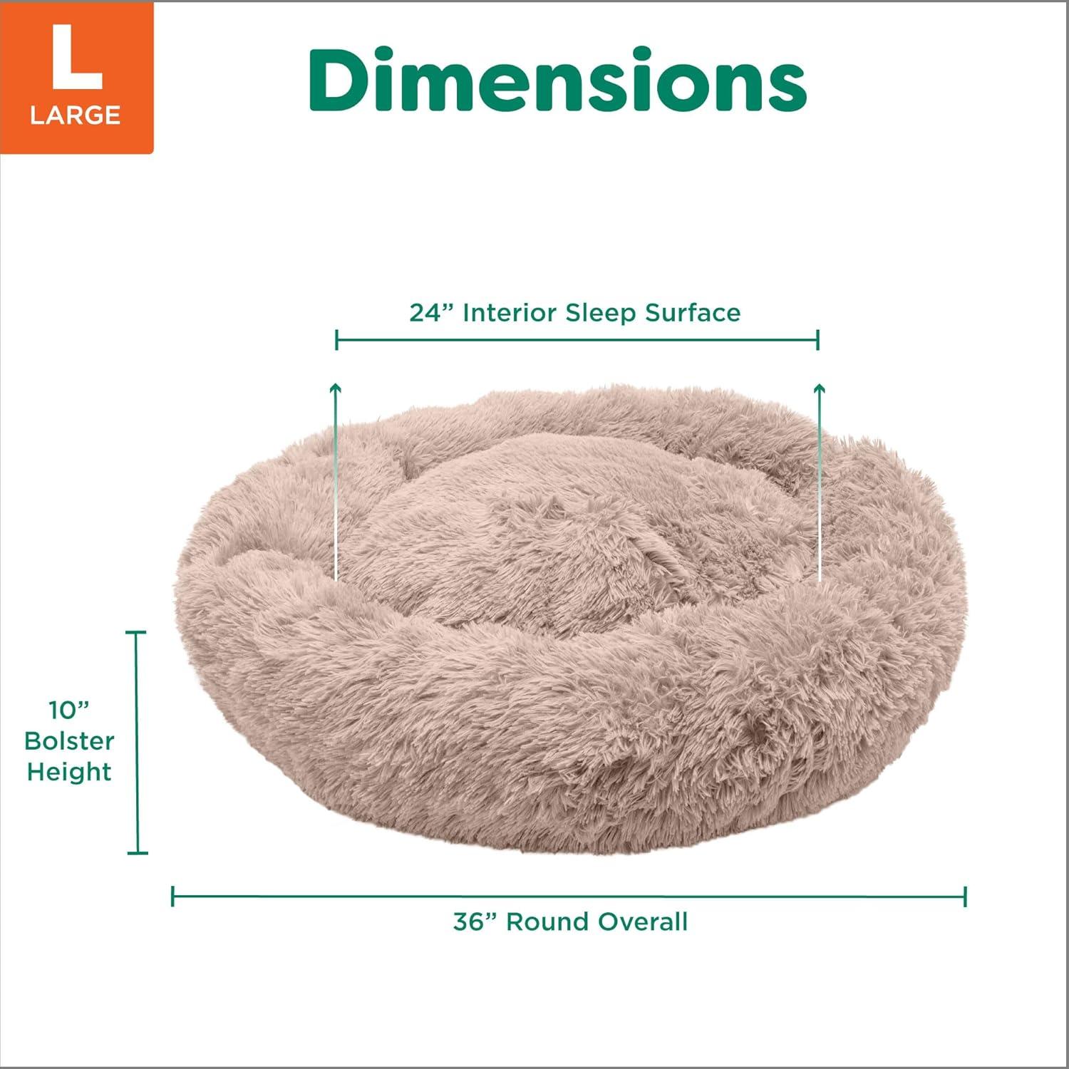 imageFurHaven 45quot Calming Donut Dog Bed for Large Dogs Round Plush Donut Design with Soft Filling for Snuggling Comfort Removable Washable Cover Jumbo XL Shaggy Faux Fur GrayTaupe