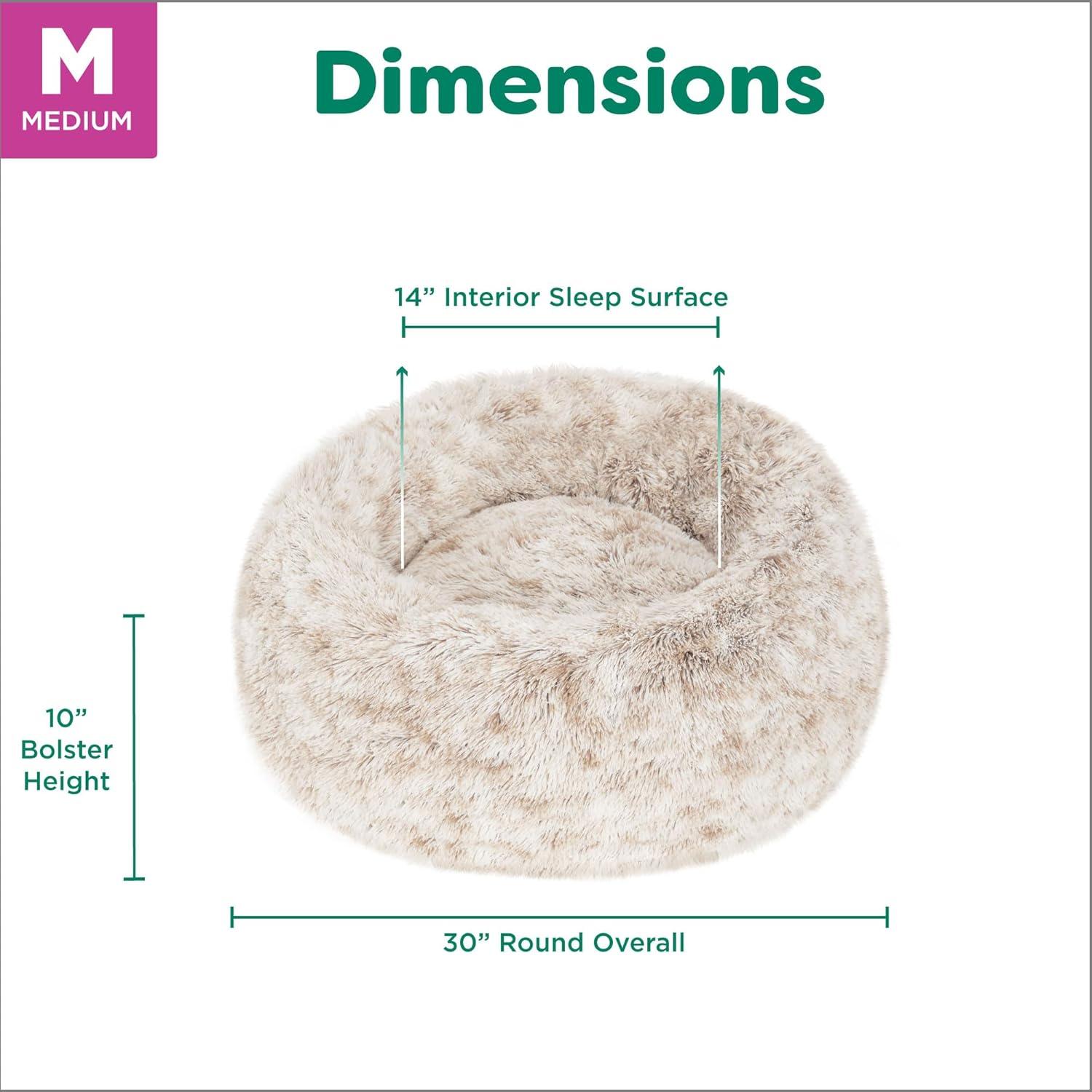 imageFurHaven 45quot Calming Donut Dog Bed for Large Dogs Round Plush Donut Design with Soft Filling for Snuggling Comfort Removable Washable Cover Jumbo XL Shaggy Faux Fur GrayDriftwood