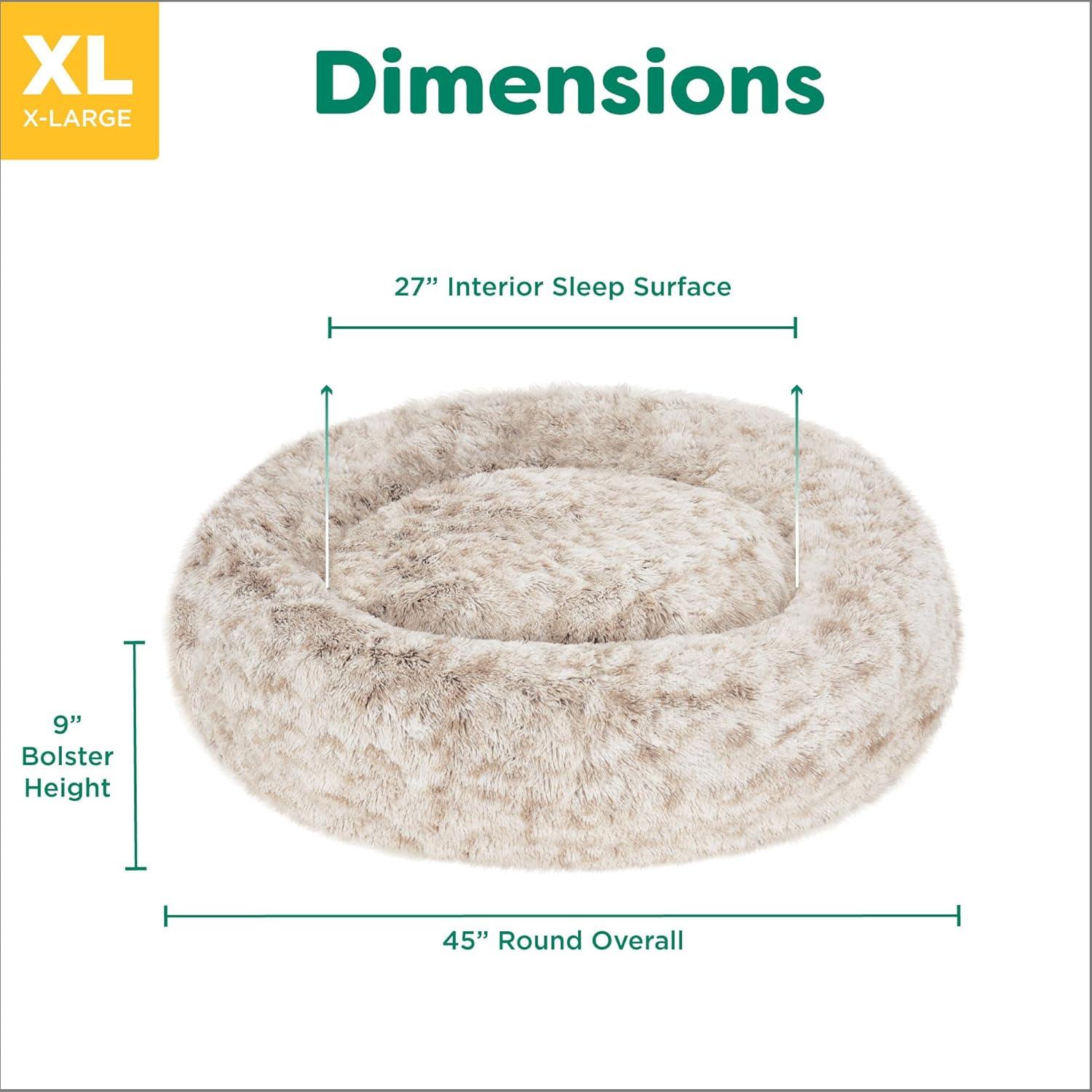 imageFurHaven 45quot Calming Donut Dog Bed for Large Dogs Round Plush Donut Design with Soft Filling for Snuggling Comfort Removable Washable Cover Jumbo XL Shaggy Faux Fur GrayDriftwood