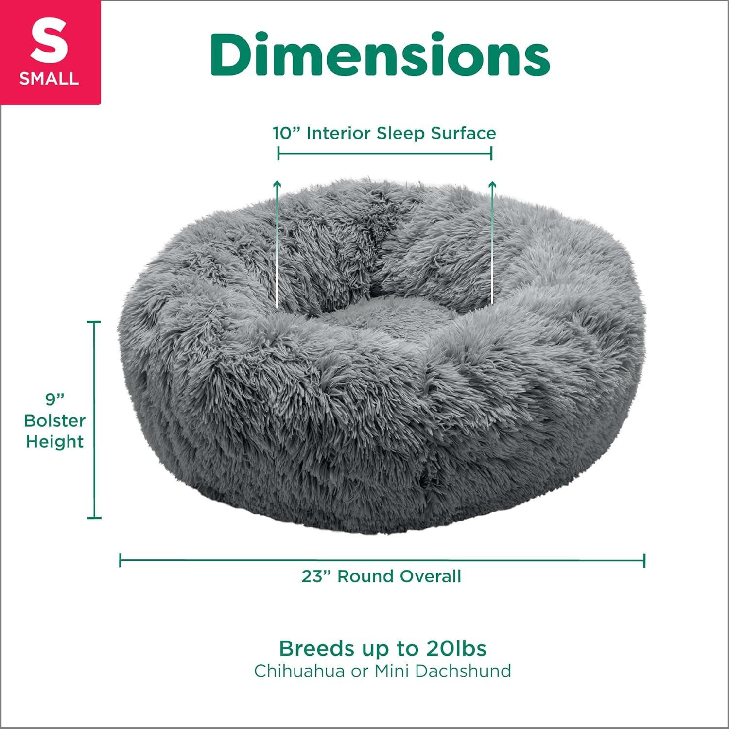 imageFurHaven 45quot Calming Donut Dog Bed for Large Dogs Round Plush Donut Design with Soft Filling for Snuggling Comfort Removable Washable Cover Jumbo XL Shaggy Faux Fur GrayGray