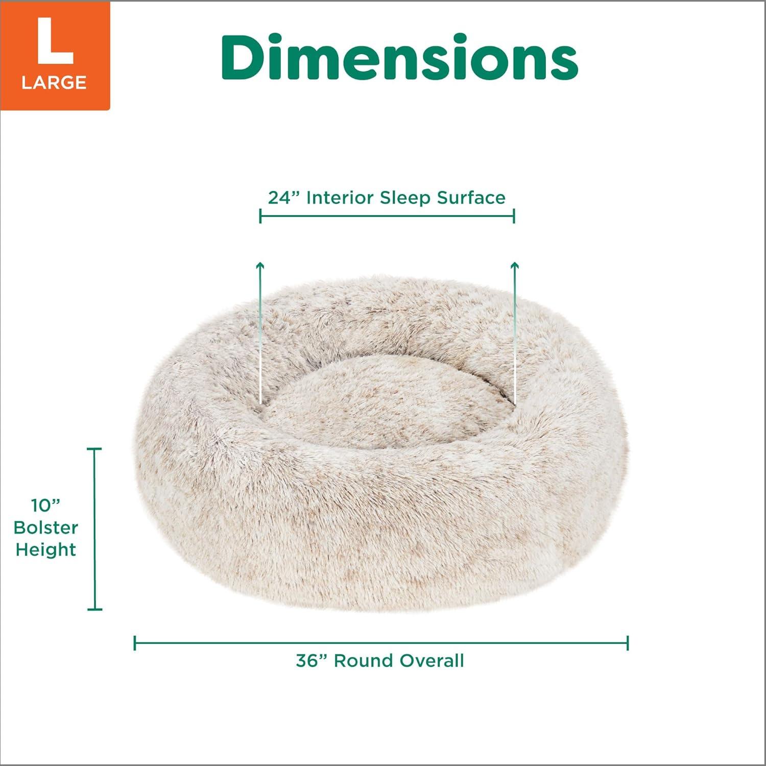 imageFurHaven 45quot Calming Donut Dog Bed for Large Dogs Round Plush Donut Design with Soft Filling for Snuggling Comfort Removable Washable Cover Jumbo XL Shaggy Faux Fur GrayDriftwood
