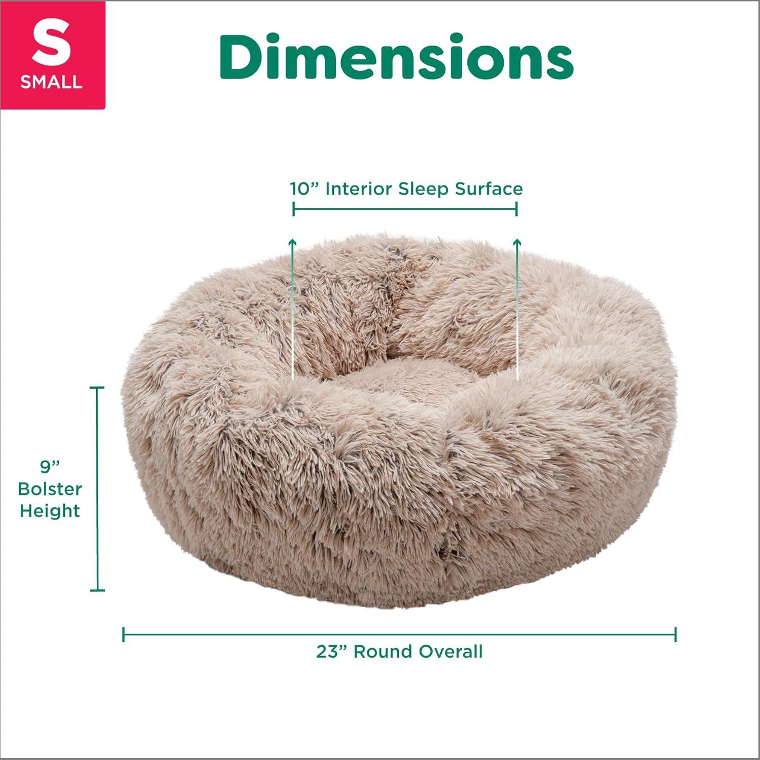 imageFurHaven 45quot Calming Donut Dog Bed for Large Dogs Round Plush Donut Design with Soft Filling for Snuggling Comfort Removable Washable Cover Jumbo XL Shaggy Faux Fur GrayTaupe