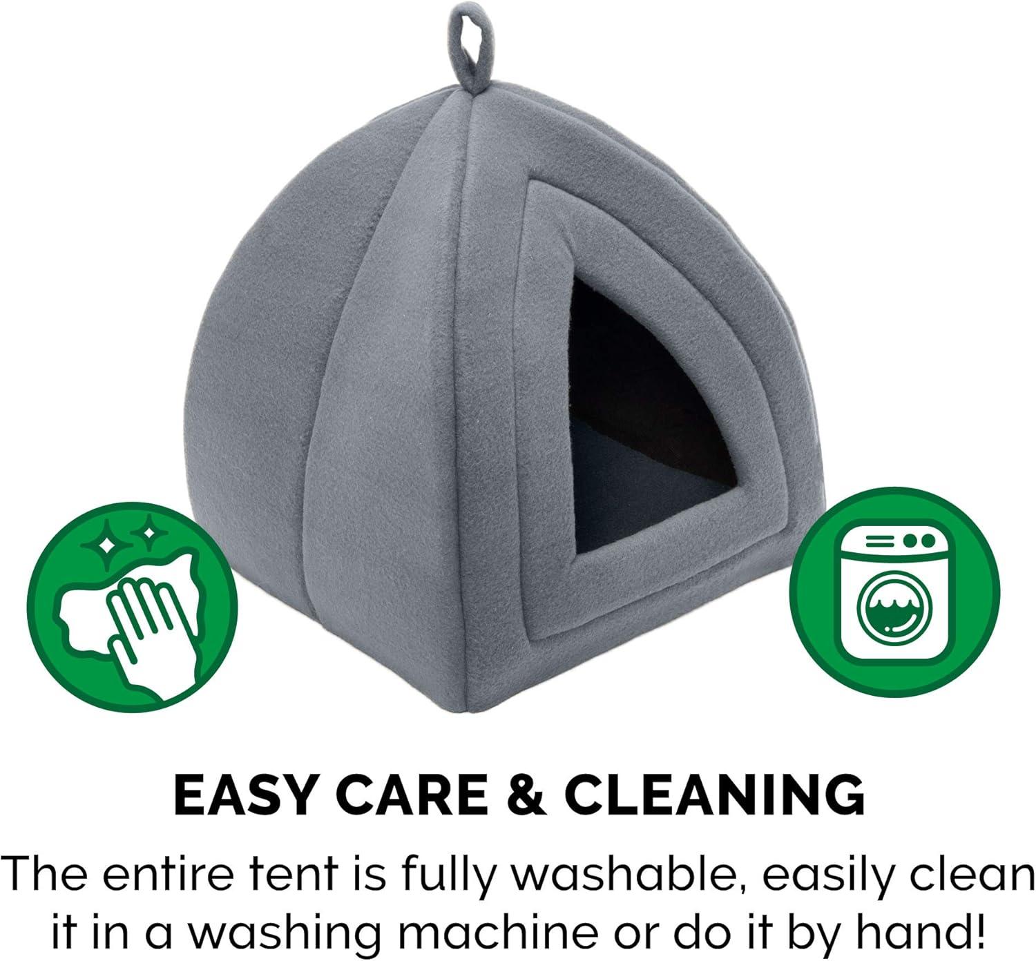 imageFurHaven Cat Bed Cave for Indoor Cats ampamp Small Dogs Washable ampamp Foldable Pet Tent with Removable Cushion Small Polar Fleece Heather Gray