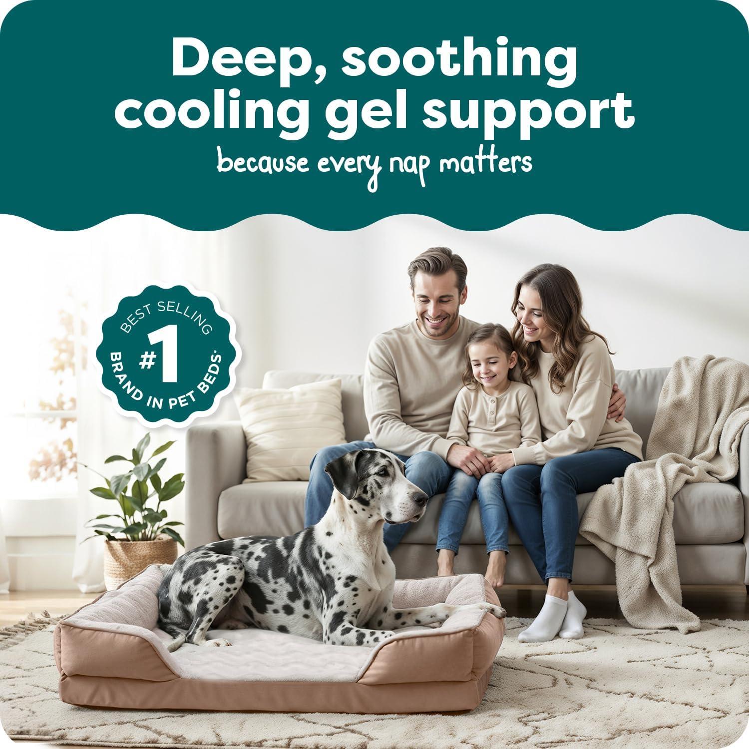 imageFurHaven Cooling Gel Dog Bed for Large Dogs Perfect Comfort Sofa Bed Cool GelTop Foam ampamp Solid Orthopedic Foam Base for Joint Support Removable Washable Cover Jumbo XL Plush ampamp Velvet BrownstoneBrownstone