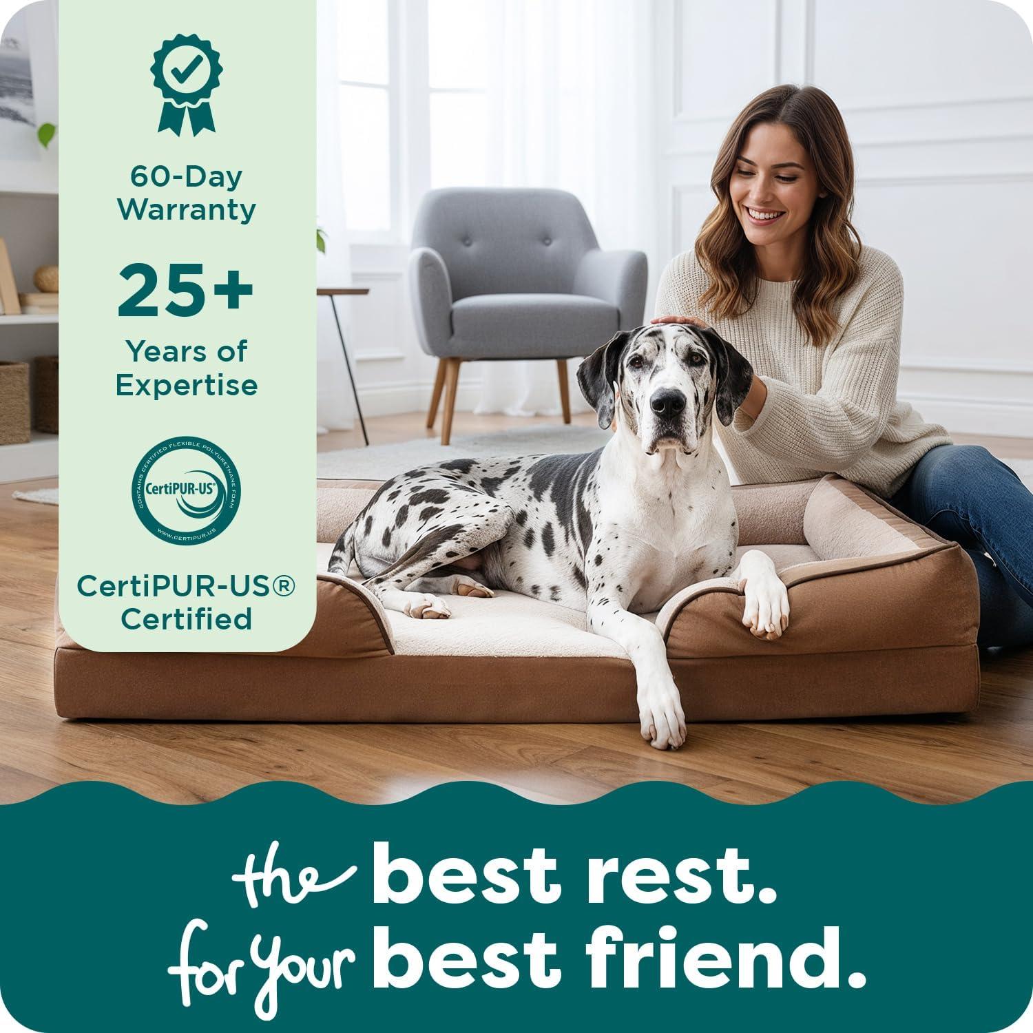 imageFurHaven Cooling Gel Dog Bed for Large Dogs Perfect Comfort Sofa Bed Cool GelTop Foam ampamp Solid Orthopedic Foam Base for Joint Support Removable Washable Cover Jumbo XL Plush ampamp Velvet BrownstoneBrownstone