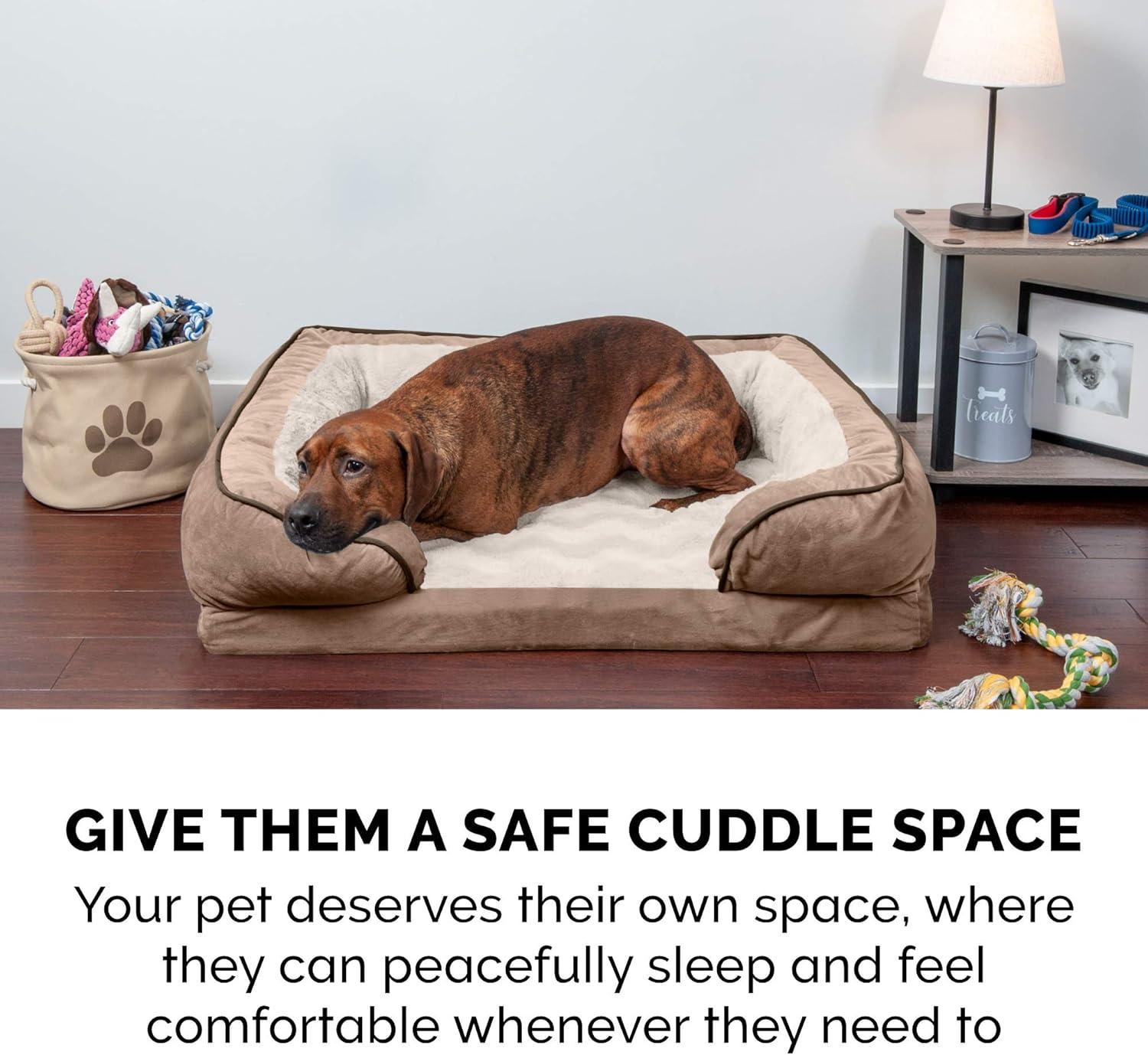 imageFurHaven Cooling Gel Dog Bed for Large Dogs Perfect Comfort Sofa Bed Cool GelTop Foam ampamp Solid Orthopedic Foam Base for Joint Support Removable Washable Cover Jumbo XL Plush ampamp Velvet BrownstoneBrownstone