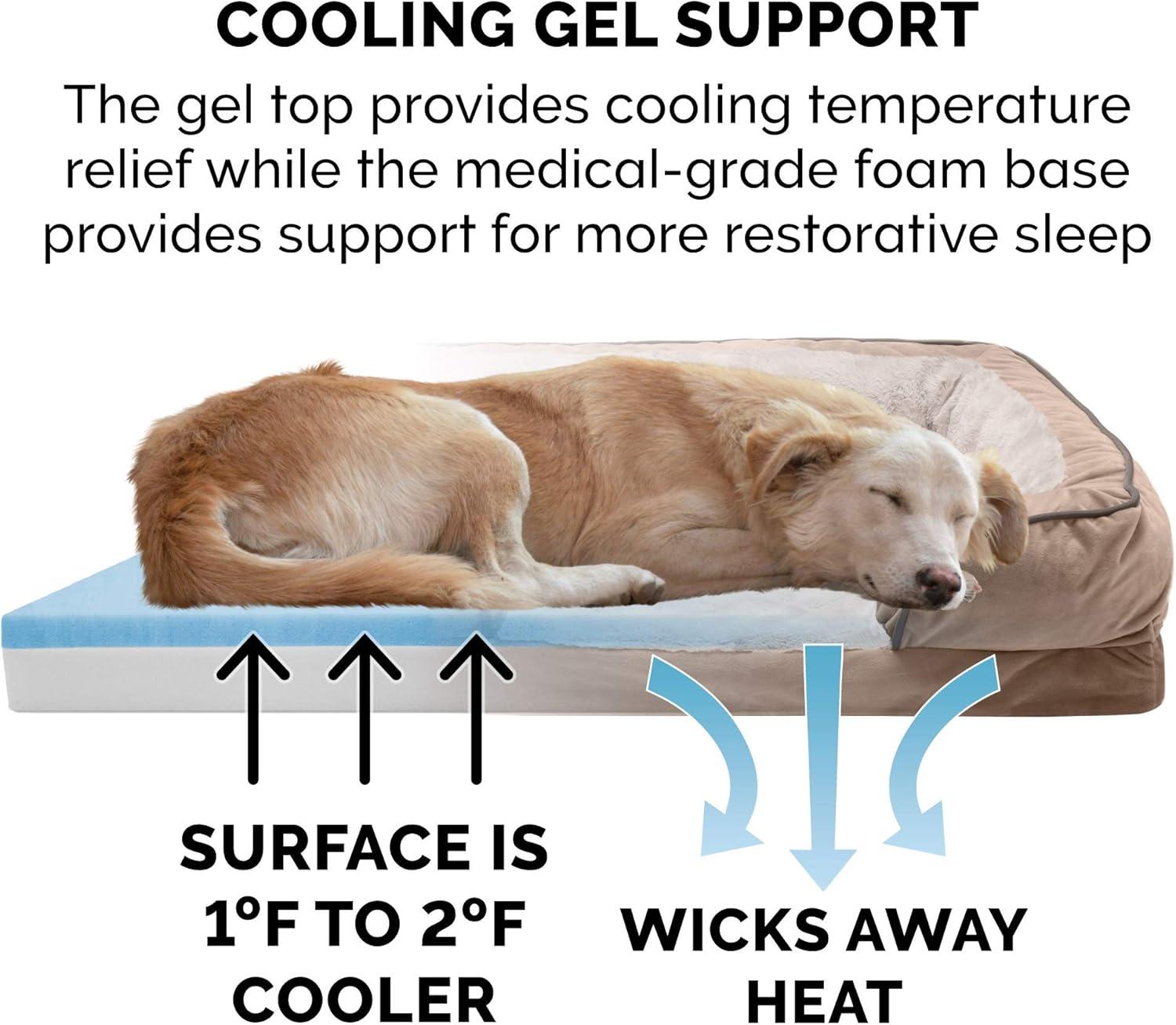 imageFurHaven Cooling Gel Dog Bed for Large Dogs Perfect Comfort Sofa Bed Cool GelTop Foam ampamp Solid Orthopedic Foam Base for Joint Support Removable Washable Cover Jumbo XL Plush ampamp Velvet BrownstoneBrownstone