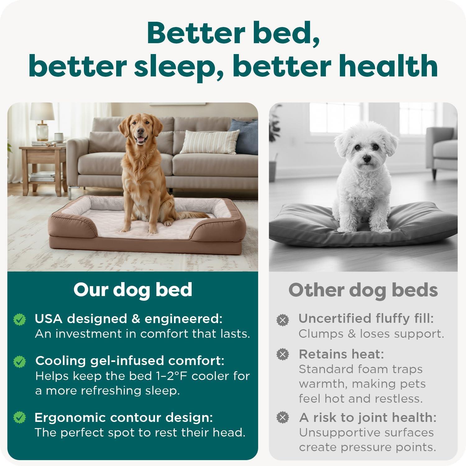 imageFurHaven Cooling Gel Dog Bed for Large Dogs Perfect Comfort Sofa Bed Cool GelTop Foam ampamp Solid Orthopedic Foam Base for Joint Support Removable Washable Cover Jumbo XL Plush ampamp Velvet BrownstoneBrownstone