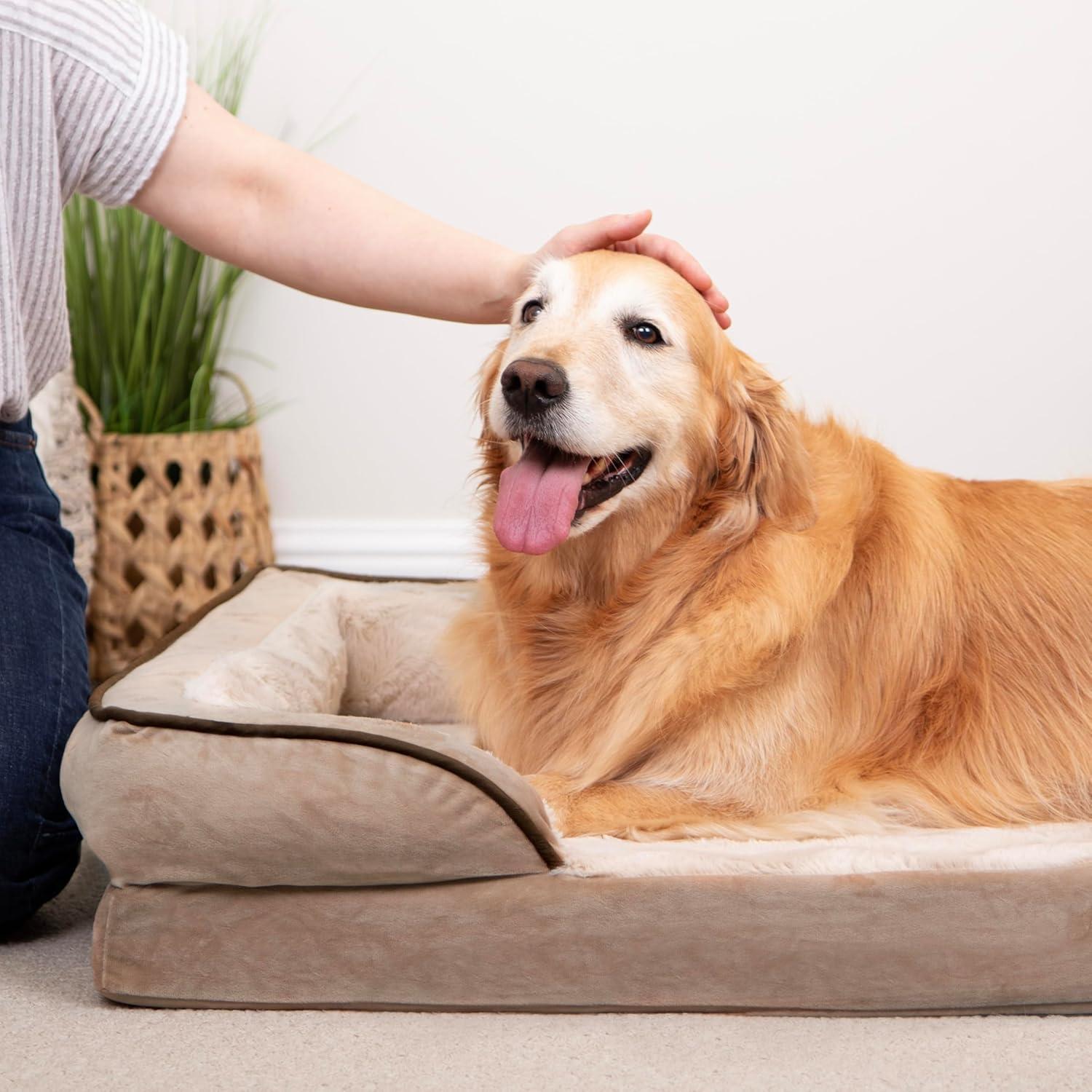 imageFurHaven Cooling Gel Dog Bed for Large Dogs Perfect Comfort Sofa Bed Cool GelTop Foam ampamp Solid Orthopedic Foam Base for Joint Support Removable Washable Cover Jumbo XL Plush ampamp Velvet BrownstoneBrownstone
