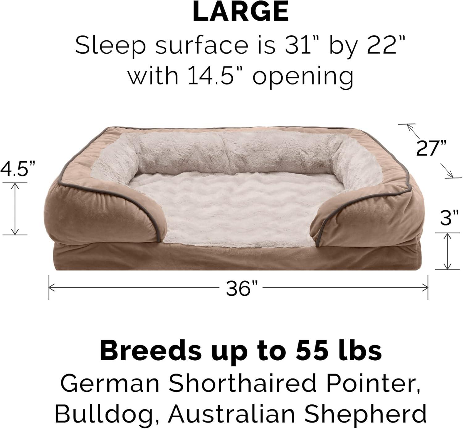 imageFurHaven Cooling Gel Dog Bed for Large Dogs Perfect Comfort Sofa Bed Cool GelTop Foam ampamp Solid Orthopedic Foam Base for Joint Support Removable Washable Cover Jumbo XL Plush ampamp Velvet BrownstoneBrownstone