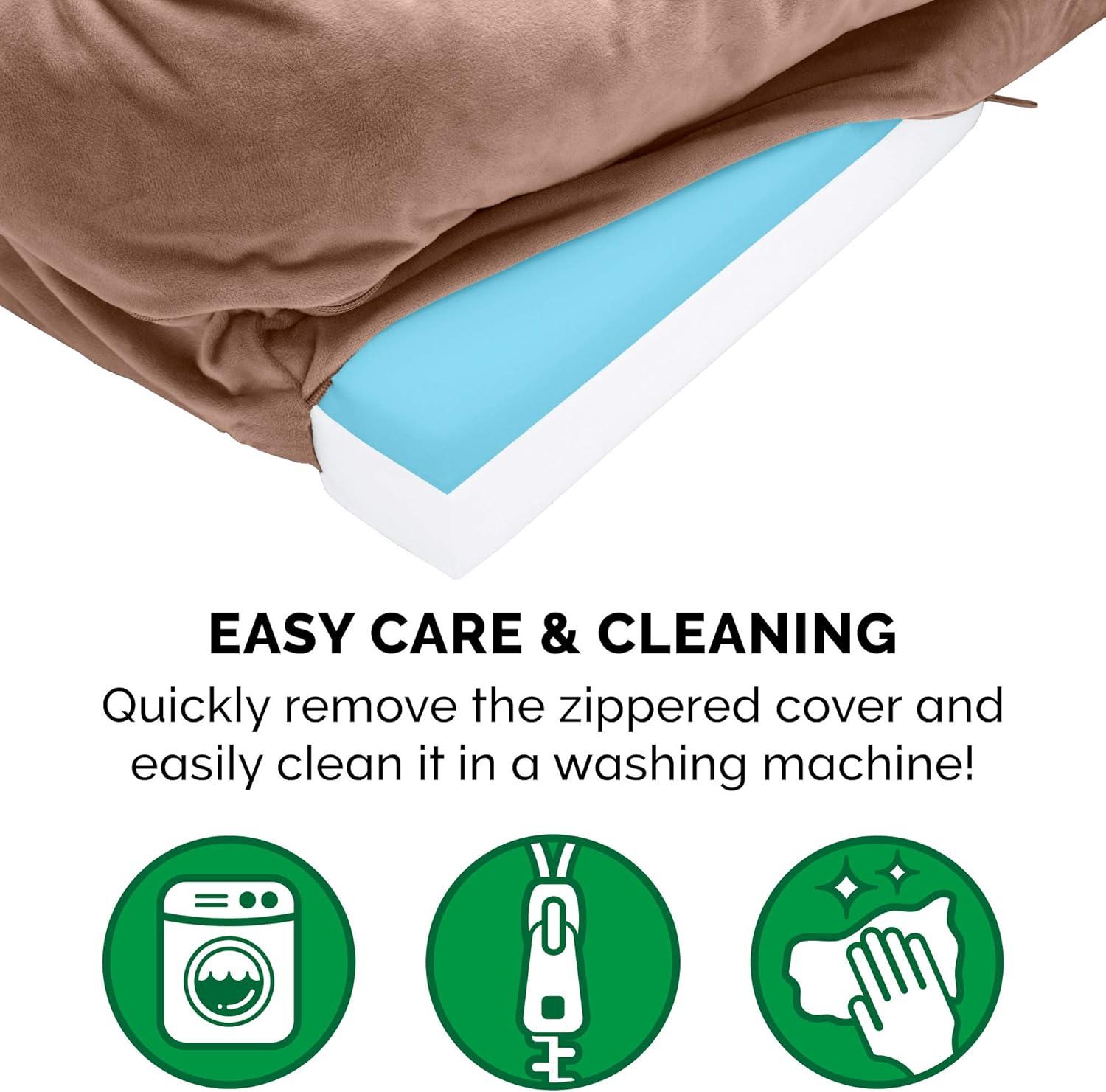 imageFurHaven Cooling Gel Dog Bed for Large Dogs Perfect Comfort Sofa Bed Cool GelTop Foam ampamp Solid Orthopedic Foam Base for Joint Support Removable Washable Cover Jumbo XL Plush ampamp Velvet BrownstoneBrownstone
