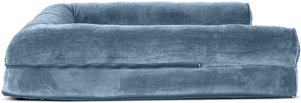 imageFurHaven Dreamer Sofa Orthopedic Dog Bed for Large Dogs with Orthopedic Egg Crate Memory Foam for Joint Support Removable Washable Cover Jumbo XL Quilted Sofa Iron GrayHarbor Blue