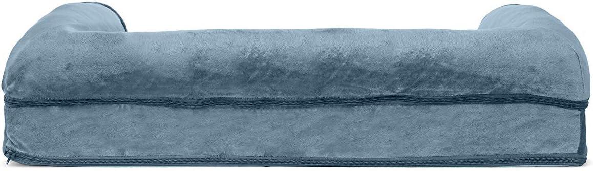 imageFurHaven Dreamer Sofa Orthopedic Dog Bed for Large Dogs with Orthopedic Egg Crate Memory Foam for Joint Support Removable Washable Cover Jumbo XL Quilted Sofa Iron GrayHarbor Blue