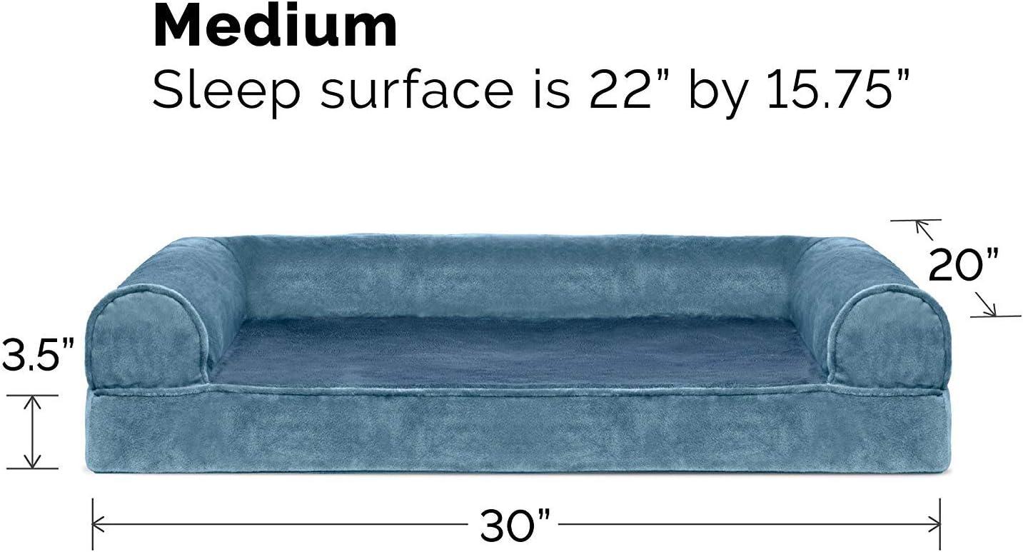 imageFurHaven Dreamer Sofa Orthopedic Dog Bed for Large Dogs with Orthopedic Egg Crate Memory Foam for Joint Support Removable Washable Cover Jumbo XL Quilted Sofa Iron GrayHarbor Blue