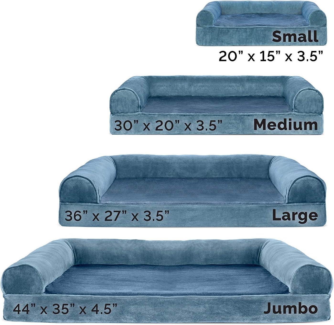 imageFurHaven Dreamer Sofa Orthopedic Dog Bed for Large Dogs with Orthopedic Egg Crate Memory Foam for Joint Support Removable Washable Cover Jumbo XL Quilted Sofa Iron GrayHarbor Blue