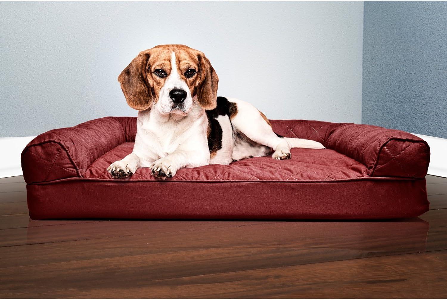 imageFurHaven Dreamer Sofa Orthopedic Dog Bed for Large Dogs with Orthopedic Egg Crate Memory Foam for Joint Support Removable Washable Cover Jumbo XL Quilted Sofa Iron GraySilver Gray