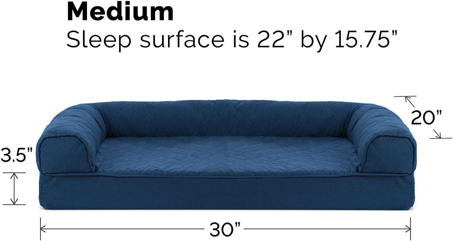 imageFurHaven Dreamer Sofa Orthopedic Dog Bed for Large Dogs with Orthopedic Egg Crate Memory Foam for Joint Support Removable Washable Cover Jumbo XL Quilted Sofa Iron GrayNavy Blue