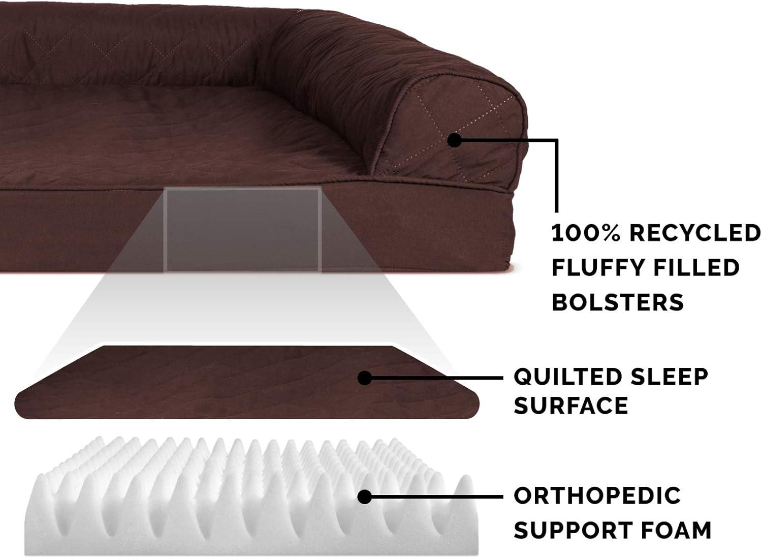 imageFurHaven Dreamer Sofa Orthopedic Dog Bed for Large Dogs with Orthopedic Egg Crate Memory Foam for Joint Support Removable Washable Cover Jumbo XL Quilted Sofa Iron GrayCoffee