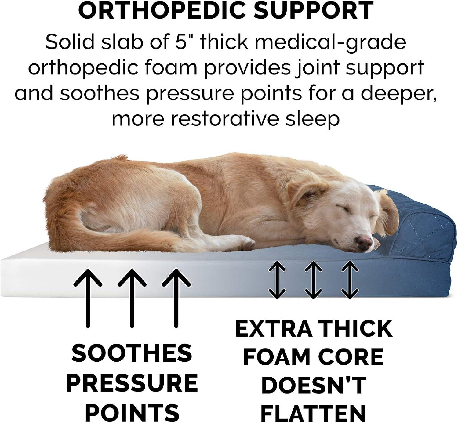 imageFurHaven Dreamer Sofa Orthopedic Dog Bed for Large Dogs with Orthopedic Egg Crate Memory Foam for Joint Support Removable Washable Cover Jumbo XL Quilted Sofa Iron GrayNavy Blue