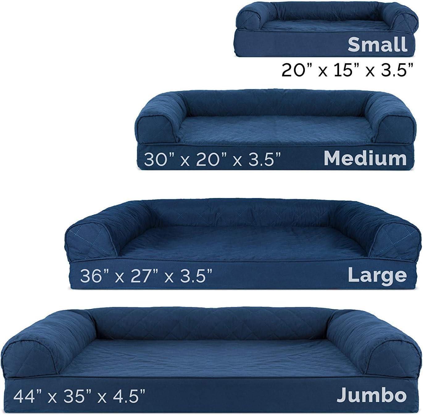 imageFurHaven Dreamer Sofa Orthopedic Dog Bed for Large Dogs with Orthopedic Egg Crate Memory Foam for Joint Support Removable Washable Cover Jumbo XL Quilted Sofa Iron GrayNavy Blue