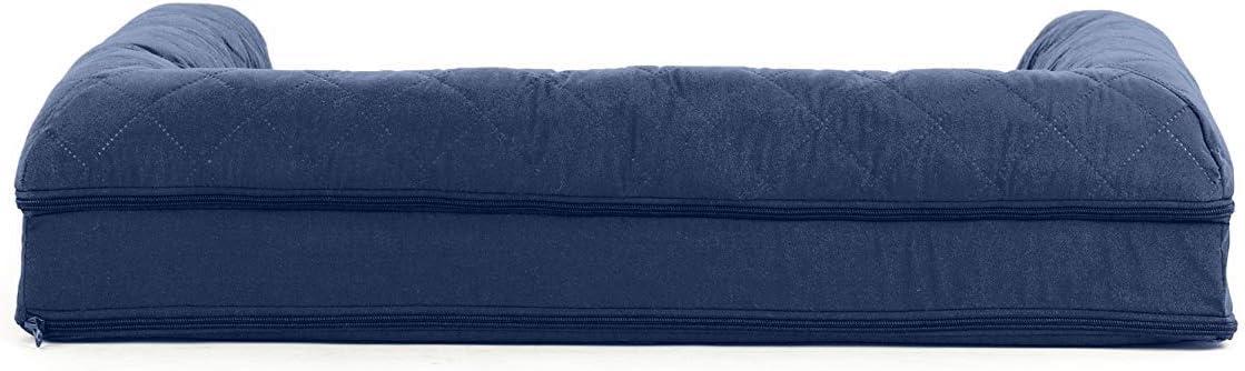 imageFurHaven Dreamer Sofa Orthopedic Dog Bed for Large Dogs with Orthopedic Egg Crate Memory Foam for Joint Support Removable Washable Cover Jumbo XL Quilted Sofa Iron GrayNavy Blue