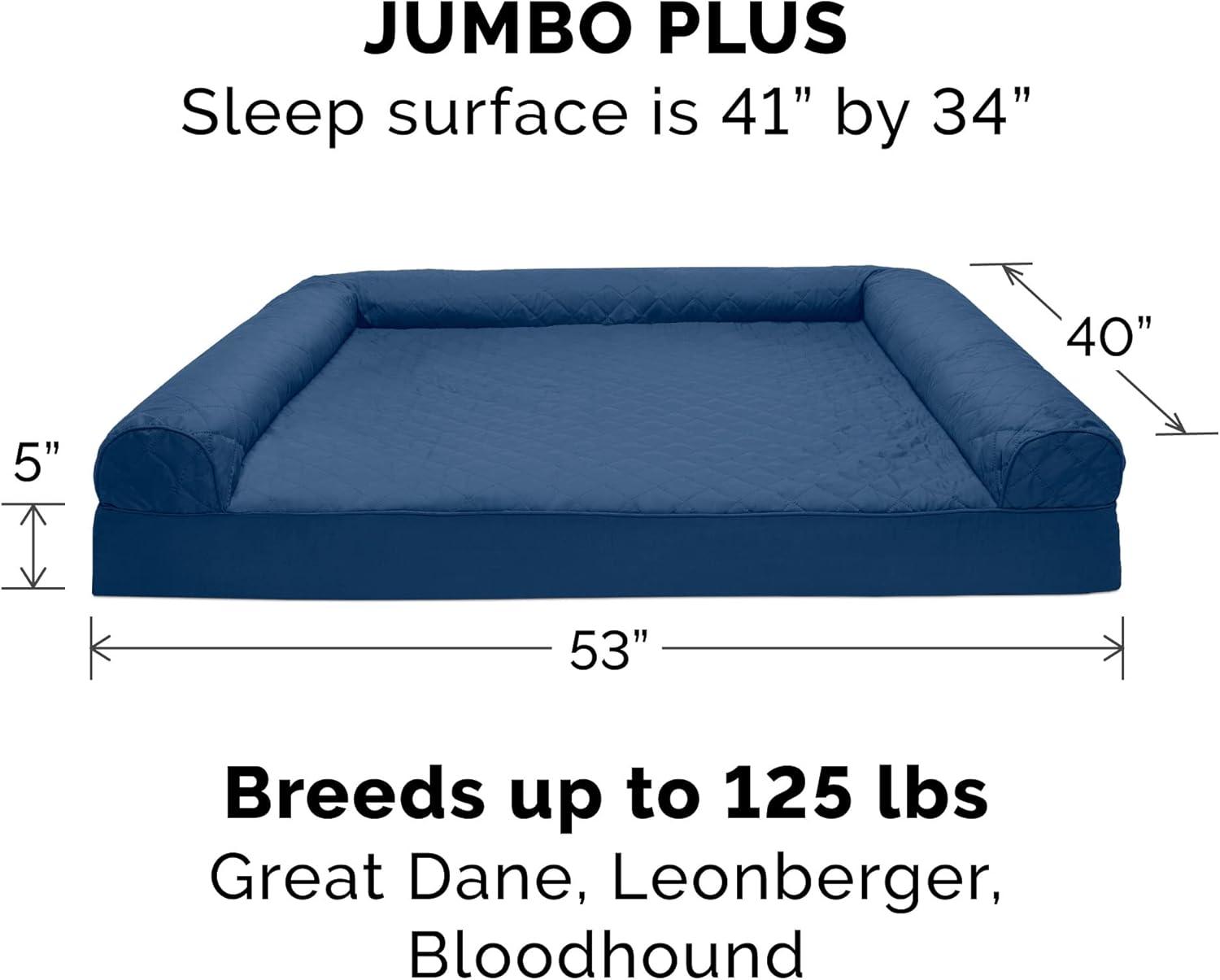 imageFurHaven Dreamer Sofa Orthopedic Dog Bed for Large Dogs with Orthopedic Egg Crate Memory Foam for Joint Support Removable Washable Cover Jumbo XL Quilted Sofa Iron GrayNavy Blue