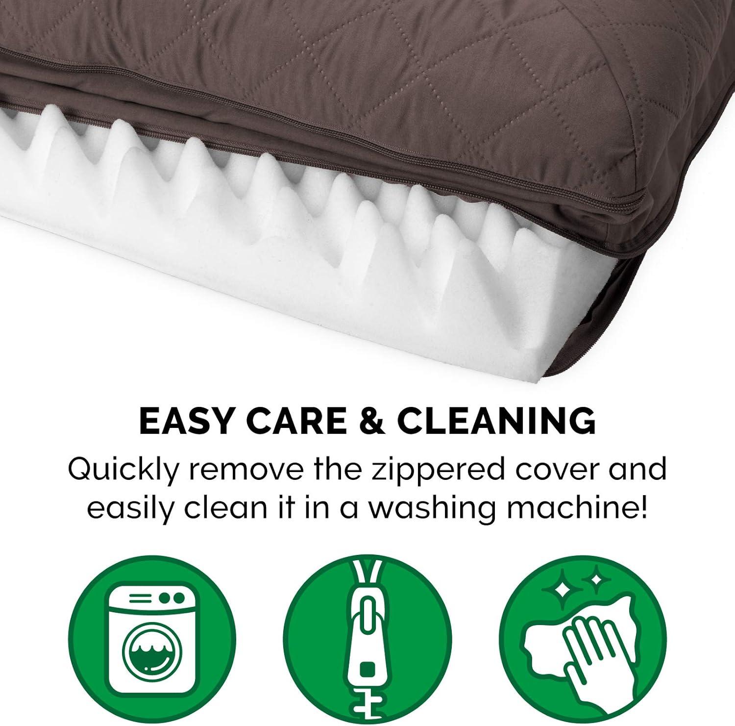 imageFurHaven Dreamer Sofa Orthopedic Dog Bed for Large Dogs with Orthopedic Egg Crate Memory Foam for Joint Support Removable Washable Cover Jumbo XL Quilted Sofa Iron GrayCoffee