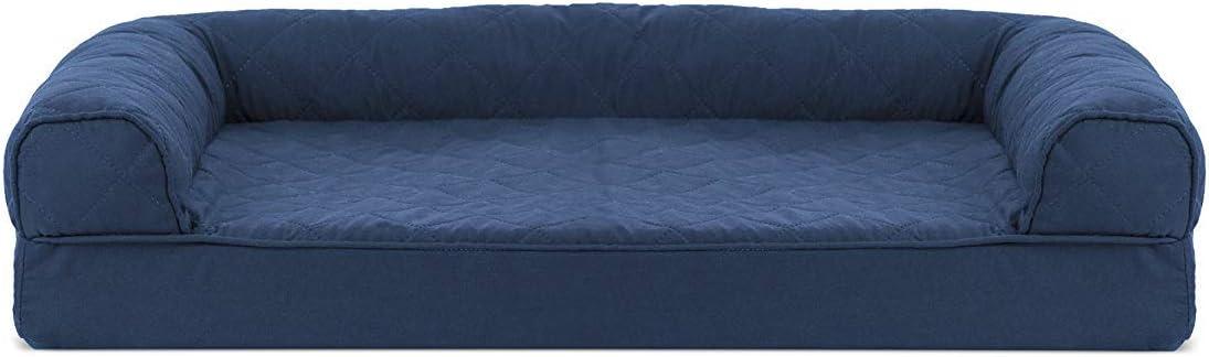 imageFurHaven Dreamer Sofa Orthopedic Dog Bed for Large Dogs with Orthopedic Egg Crate Memory Foam for Joint Support Removable Washable Cover Jumbo XL Quilted Sofa Iron GrayNavy Blue