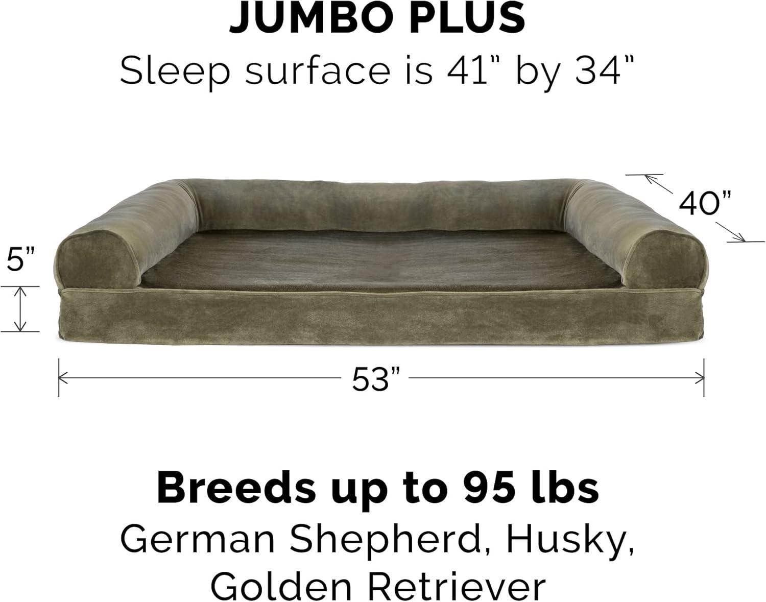 imageFurHaven Dreamer Sofa Orthopedic Dog Bed for Large Dogs with Orthopedic Egg Crate Memory Foam for Joint Support Removable Washable Cover Jumbo XL Quilted Sofa Iron GrayDark Sage