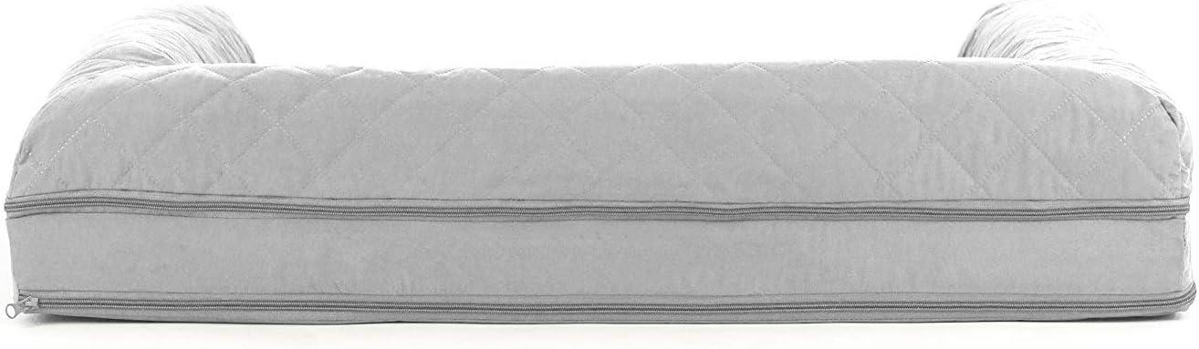 imageFurHaven Dreamer Sofa Orthopedic Dog Bed for Large Dogs with Orthopedic Egg Crate Memory Foam for Joint Support Removable Washable Cover Jumbo XL Quilted Sofa Iron GraySilver Gray