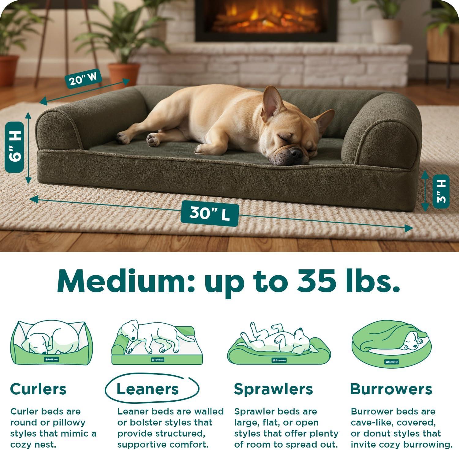 imageFurHaven Dreamer Sofa Orthopedic Dog Bed for Large Dogs with Orthopedic Egg Crate Memory Foam for Joint Support Removable Washable Cover Jumbo XL Quilted Sofa Iron GrayDark Sage