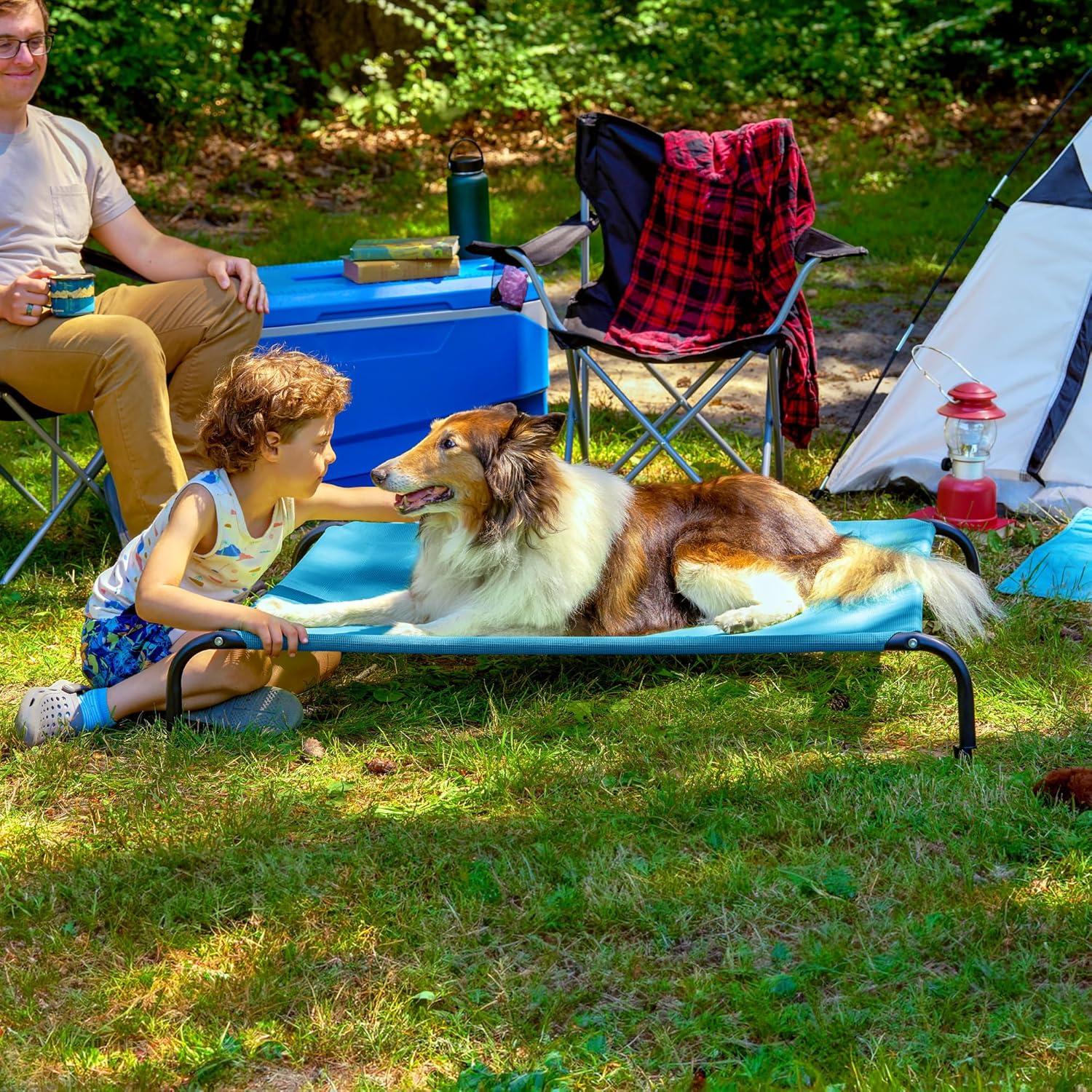 imageFurHaven Elevated Pet Cots Cooling ampamp Breathable Nylon Mesh Hammock for Small Dogs ampamp CatsEasytoAssembleDurable and ReinforcedPerfect for Rest ampamp Relaxation Outdoors Graphite Gray SmallCapri Blue