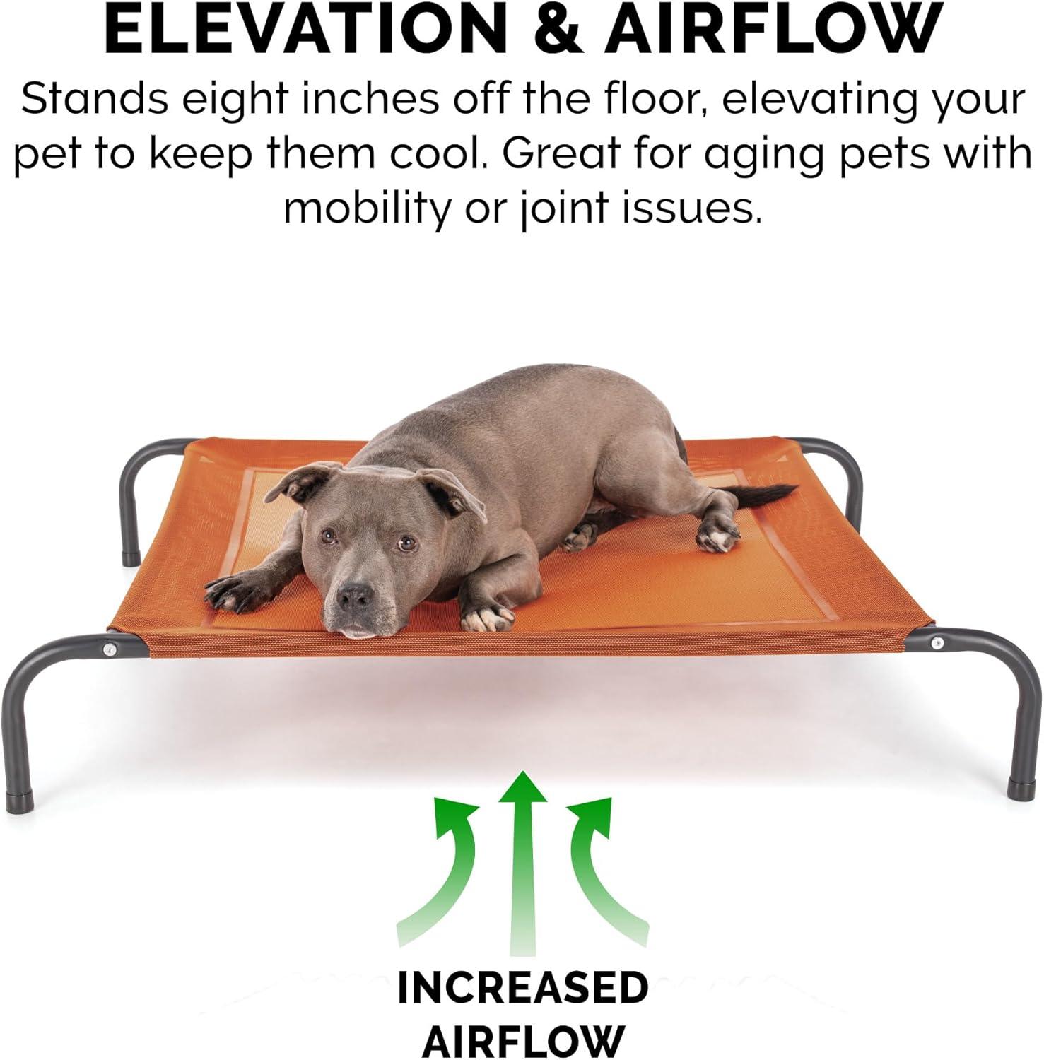 imageFurHaven Elevated Pet Cots Cooling ampamp Breathable Nylon Mesh Hammock for Small Dogs ampamp CatsEasytoAssembleDurable and ReinforcedPerfect for Rest ampamp Relaxation Outdoors Graphite Gray SmallTerracotta Red