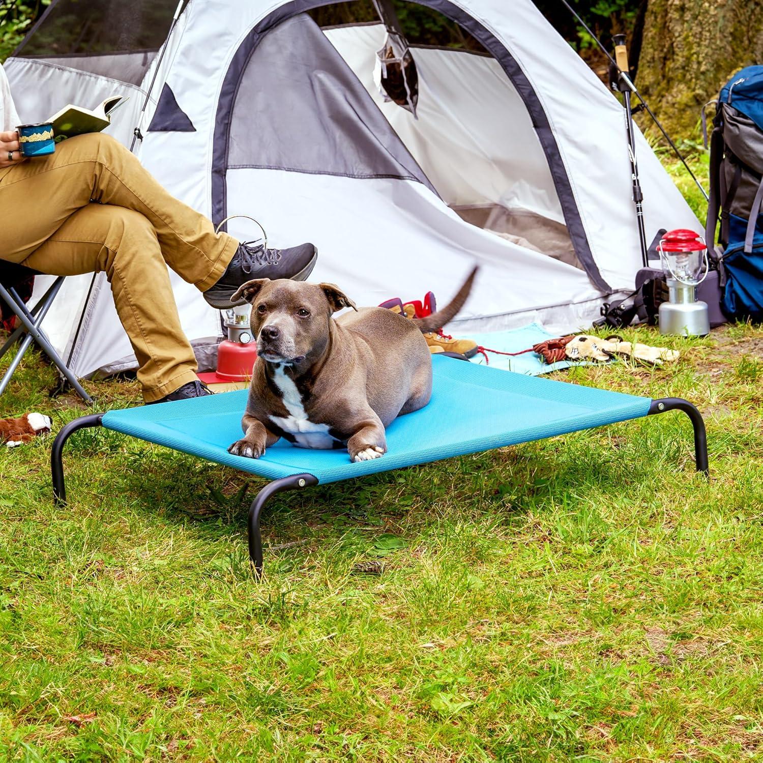 imageFurHaven Elevated Pet Cots Cooling ampamp Breathable Nylon Mesh Hammock for Small Dogs ampamp CatsEasytoAssembleDurable and ReinforcedPerfect for Rest ampamp Relaxation Outdoors Graphite Gray SmallCapri Blue