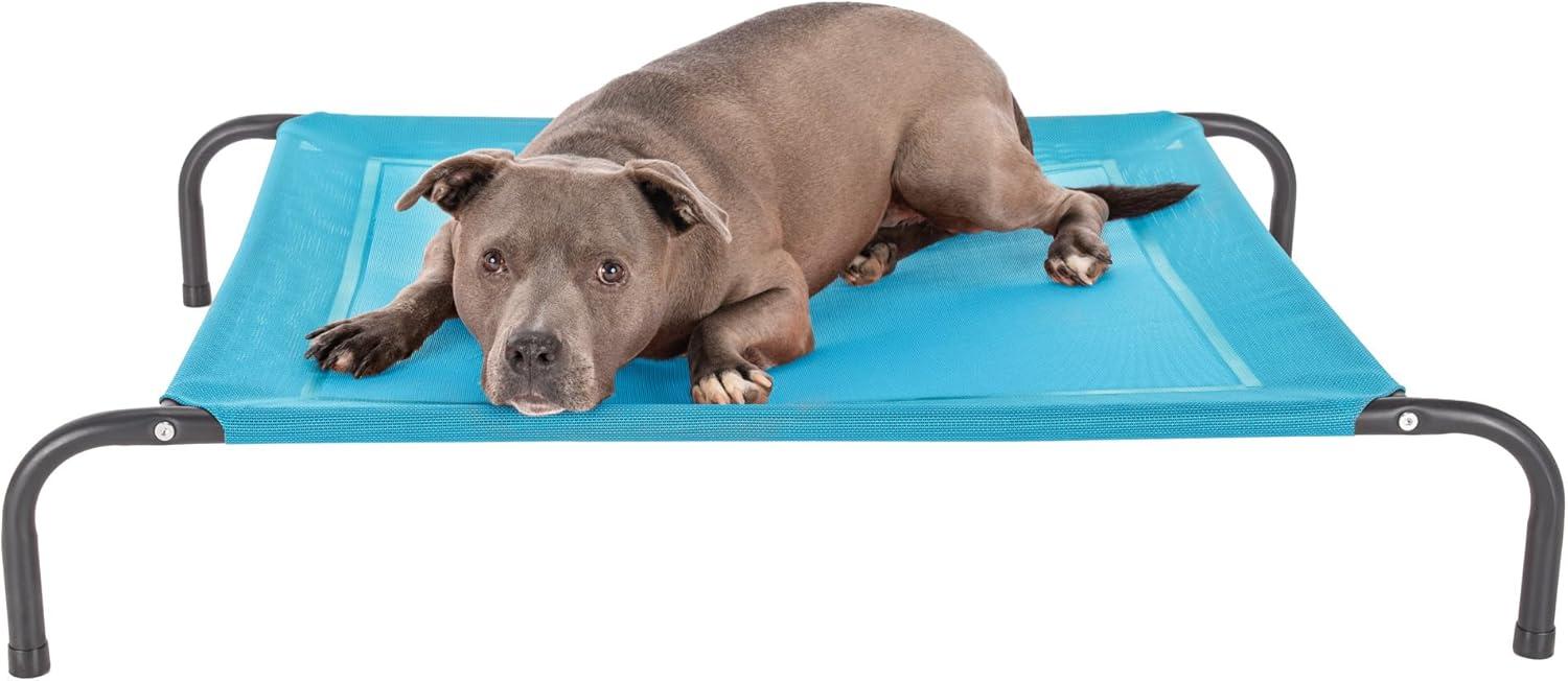 imageFurHaven Elevated Pet Cots Cooling ampamp Breathable Nylon Mesh Hammock for Small Dogs ampamp CatsEasytoAssembleDurable and ReinforcedPerfect for Rest ampamp Relaxation Outdoors Graphite Gray SmallCapri Blue
