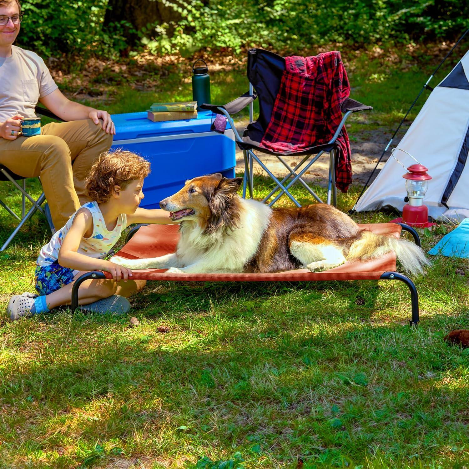 imageFurHaven Elevated Pet Cots Cooling ampamp Breathable Nylon Mesh Hammock for Small Dogs ampamp CatsEasytoAssembleDurable and ReinforcedPerfect for Rest ampamp Relaxation Outdoors Graphite Gray SmallTerracotta Red