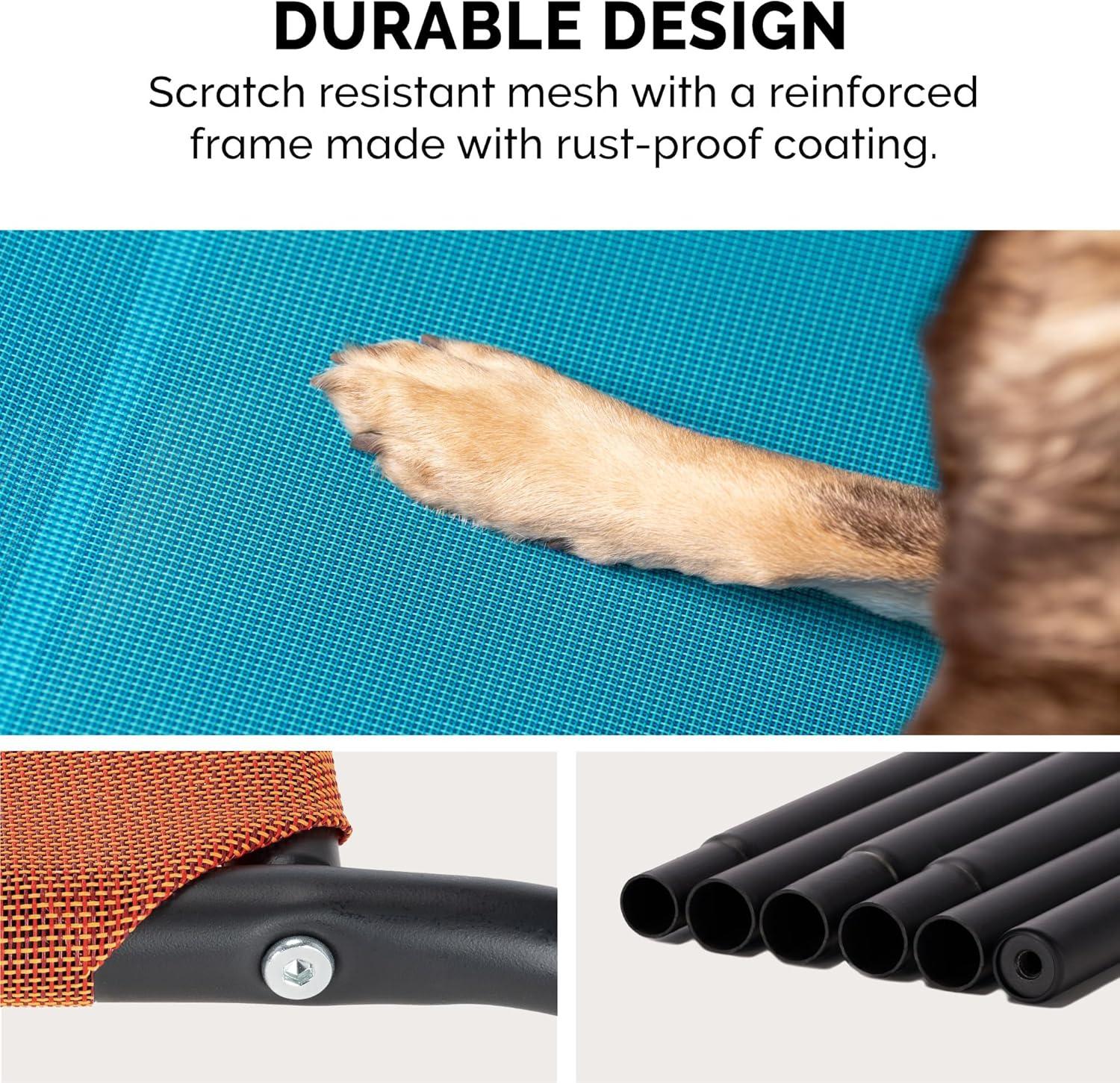 imageFurHaven Elevated Pet Cots Cooling ampamp Breathable Nylon Mesh Hammock for Small Dogs ampamp CatsEasytoAssembleDurable and ReinforcedPerfect for Rest ampamp Relaxation Outdoors Graphite Gray SmallCapri Blue