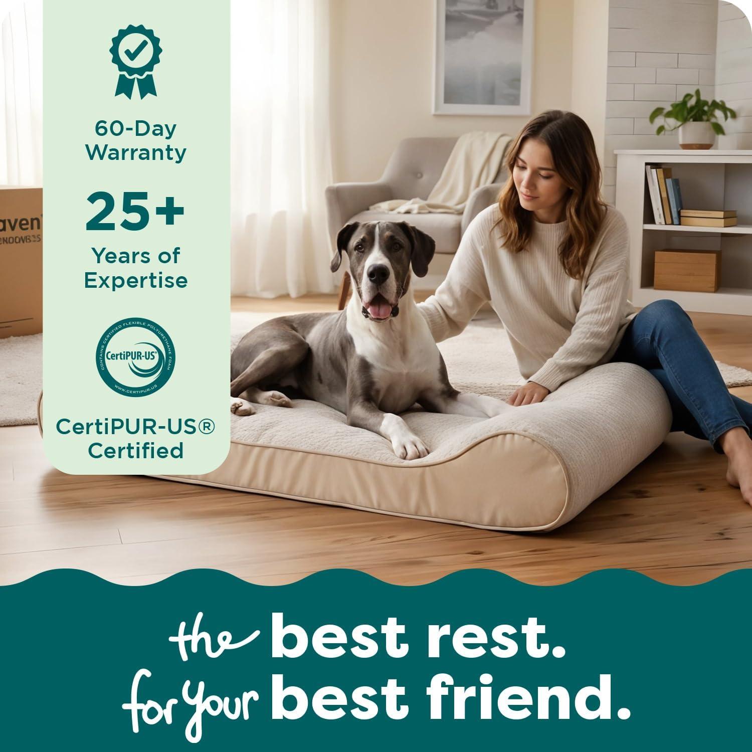 imageFurHaven Orthopedic Dog Bed for Large Dogs Luxe Lounger Contour Mattress with Solid Orthopedic Foam Slab for Joint Support Removable Washable Cover Jumbo XL Plush Suede CreamCream