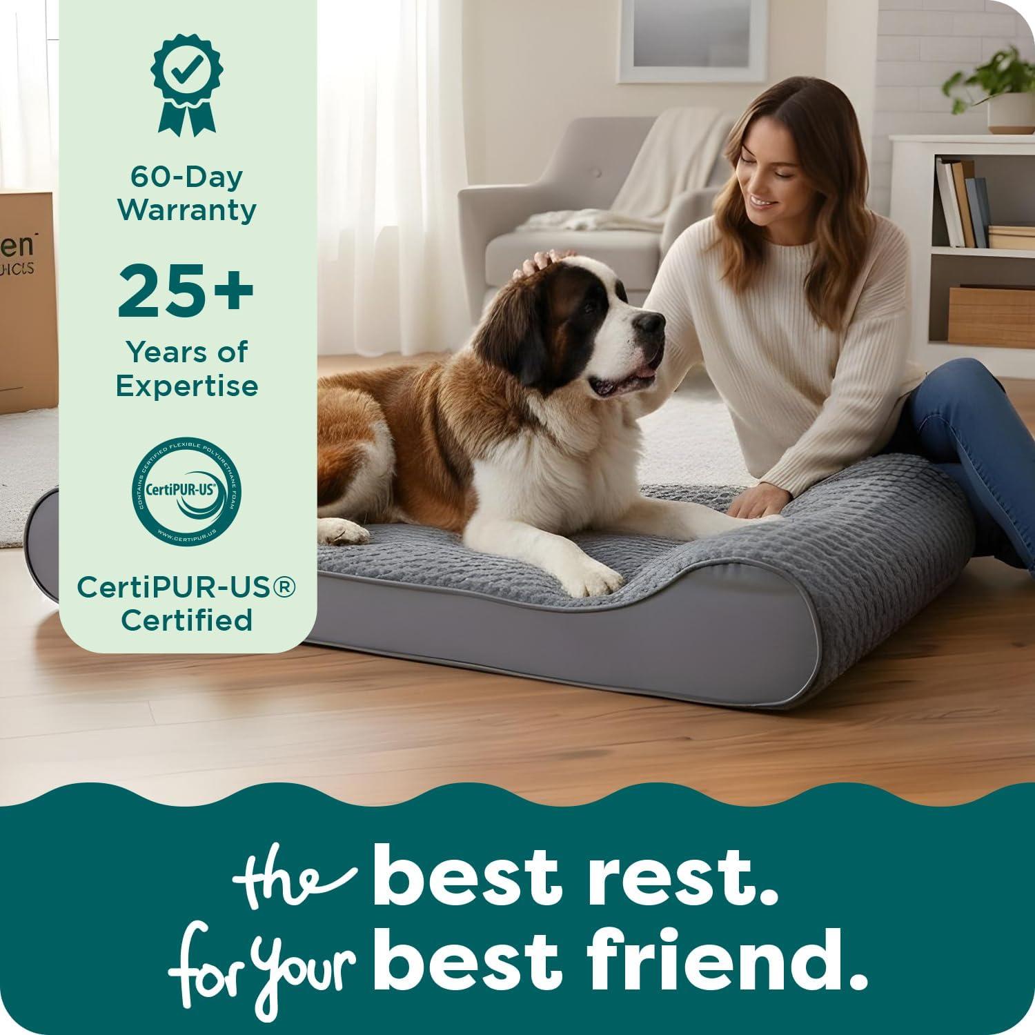 imageFurHaven Orthopedic Dog Bed for Large Dogs Luxe Lounger Contour Mattress with Solid Orthopedic Foam Slab for Joint Support Removable Washable Cover Jumbo XL Plush Suede CreamCream