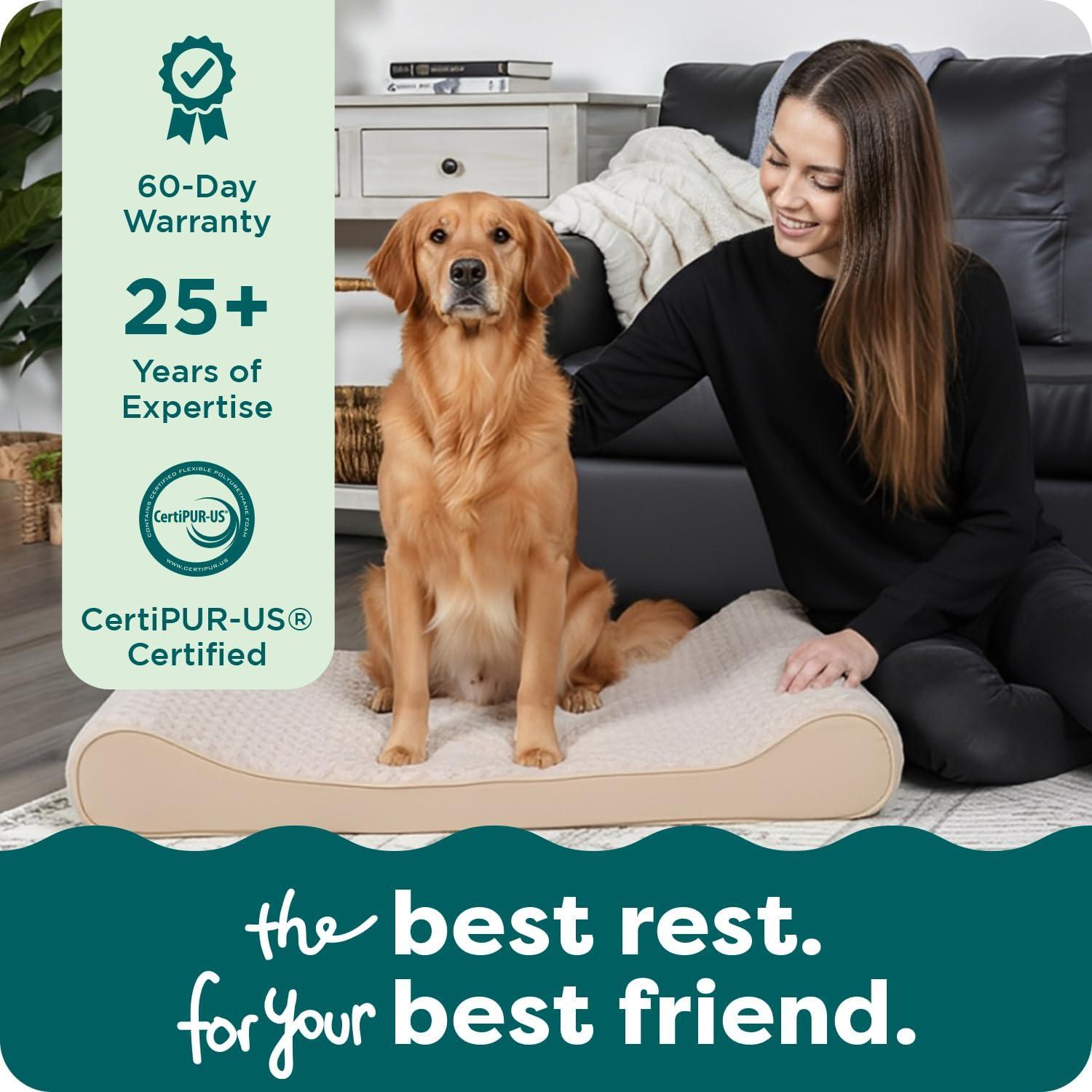 imageFurHaven Orthopedic Dog Bed for Large Dogs Luxe Lounger Contour Mattress with Solid Orthopedic Foam Slab for Joint Support Removable Washable Cover Jumbo XL Plush Suede CreamCream