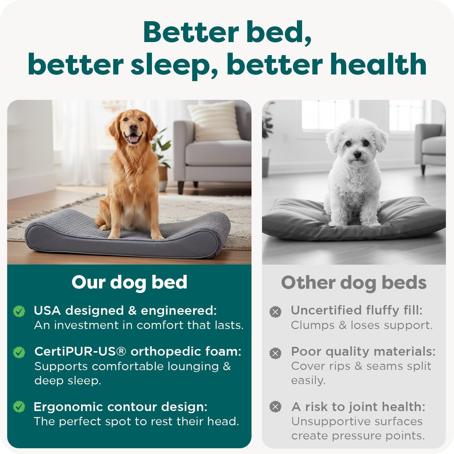 imageFurHaven Orthopedic Dog Bed for Large Dogs Luxe Lounger Contour Mattress with Solid Orthopedic Foam Slab for Joint Support Removable Washable Cover Jumbo XL Plush Suede CreamGray