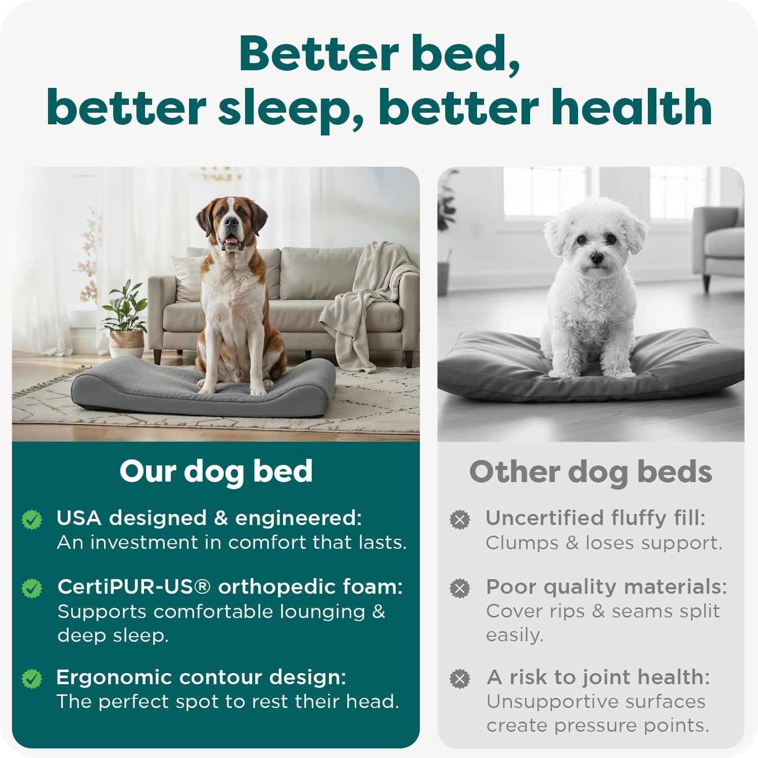 imageFurHaven Orthopedic Dog Bed for Large Dogs Luxe Lounger Contour Mattress with Solid Orthopedic Foam Slab for Joint Support Removable Washable Cover Jumbo XL Plush Suede CreamCream