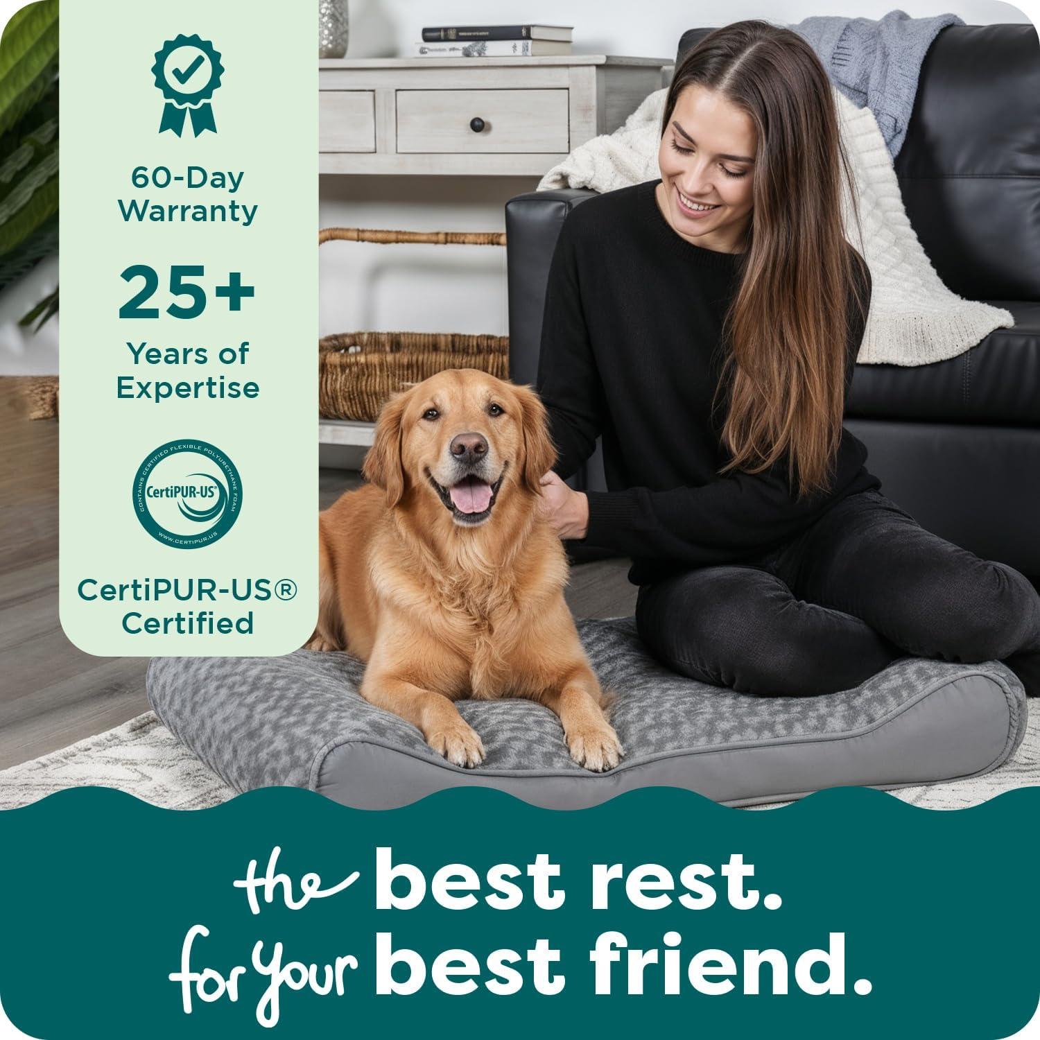 imageFurHaven Orthopedic Dog Bed for Large Dogs Luxe Lounger Contour Mattress with Solid Orthopedic Foam Slab for Joint Support Removable Washable Cover Jumbo XL Plush Suede CreamGray