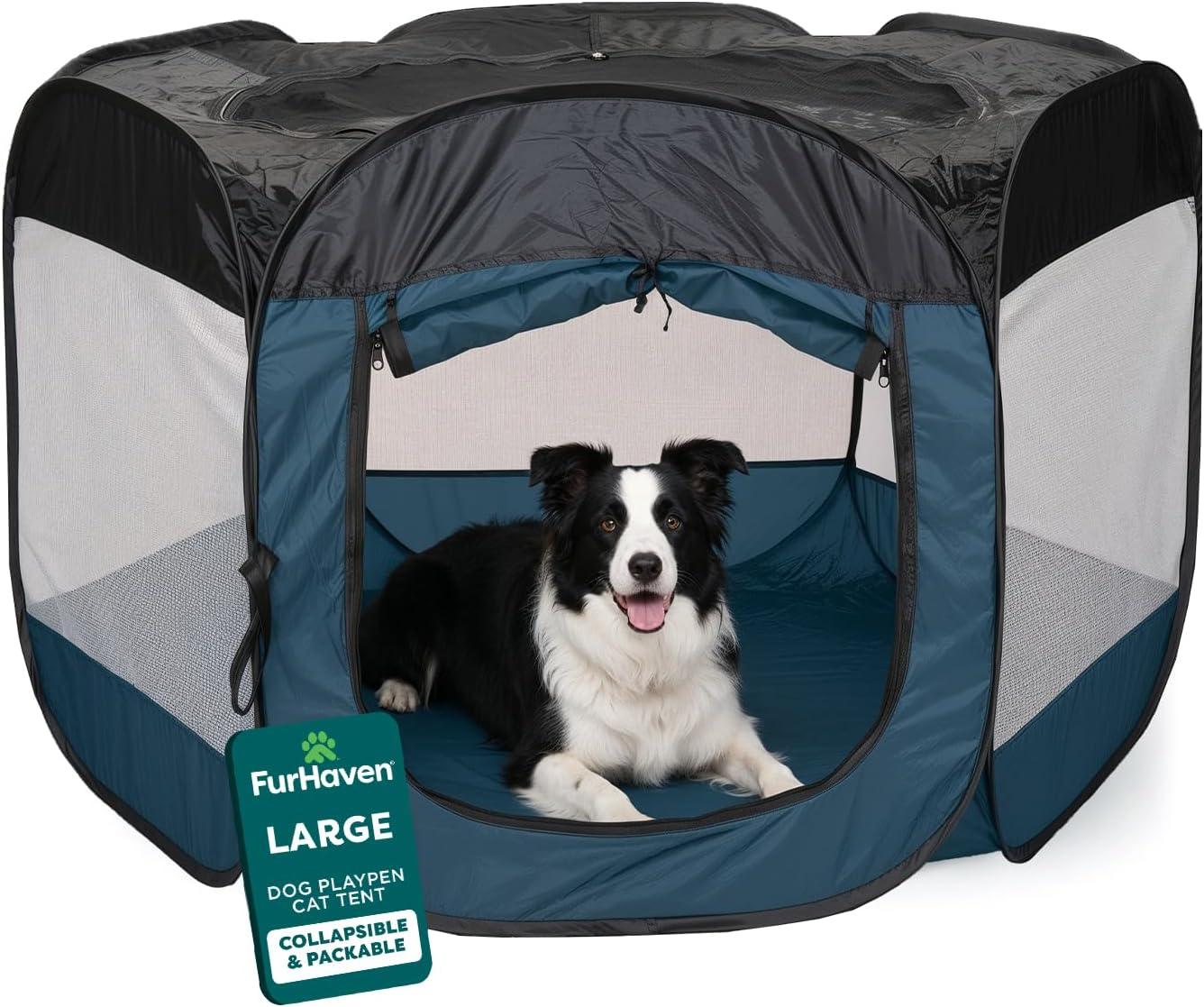 imageFurHaven Portable Pet Playpen for Dogs ampamp Cats Extra Large Indoor Kitten Playpen with Mesh Sides Foldable Dog Playpen for Small Dogs Pop Up Travel Dog Pen XLarge Sailor BlueSailor Blue