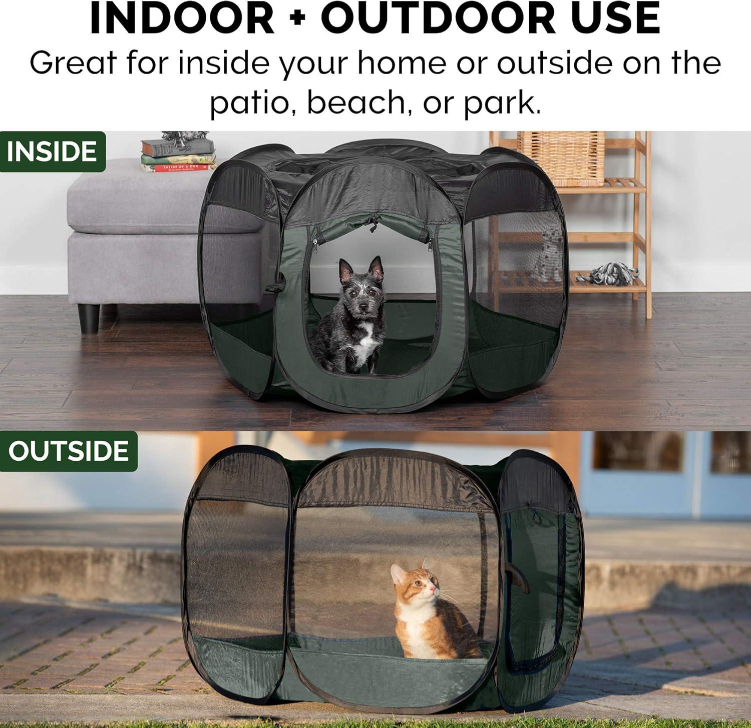 imageFurHaven Portable Pet Playpen for Dogs ampamp Cats Extra Large Indoor Kitten Playpen with Mesh Sides Foldable Dog Playpen for Small Dogs Pop Up Travel Dog Pen XLarge Sailor BlueHunter Green