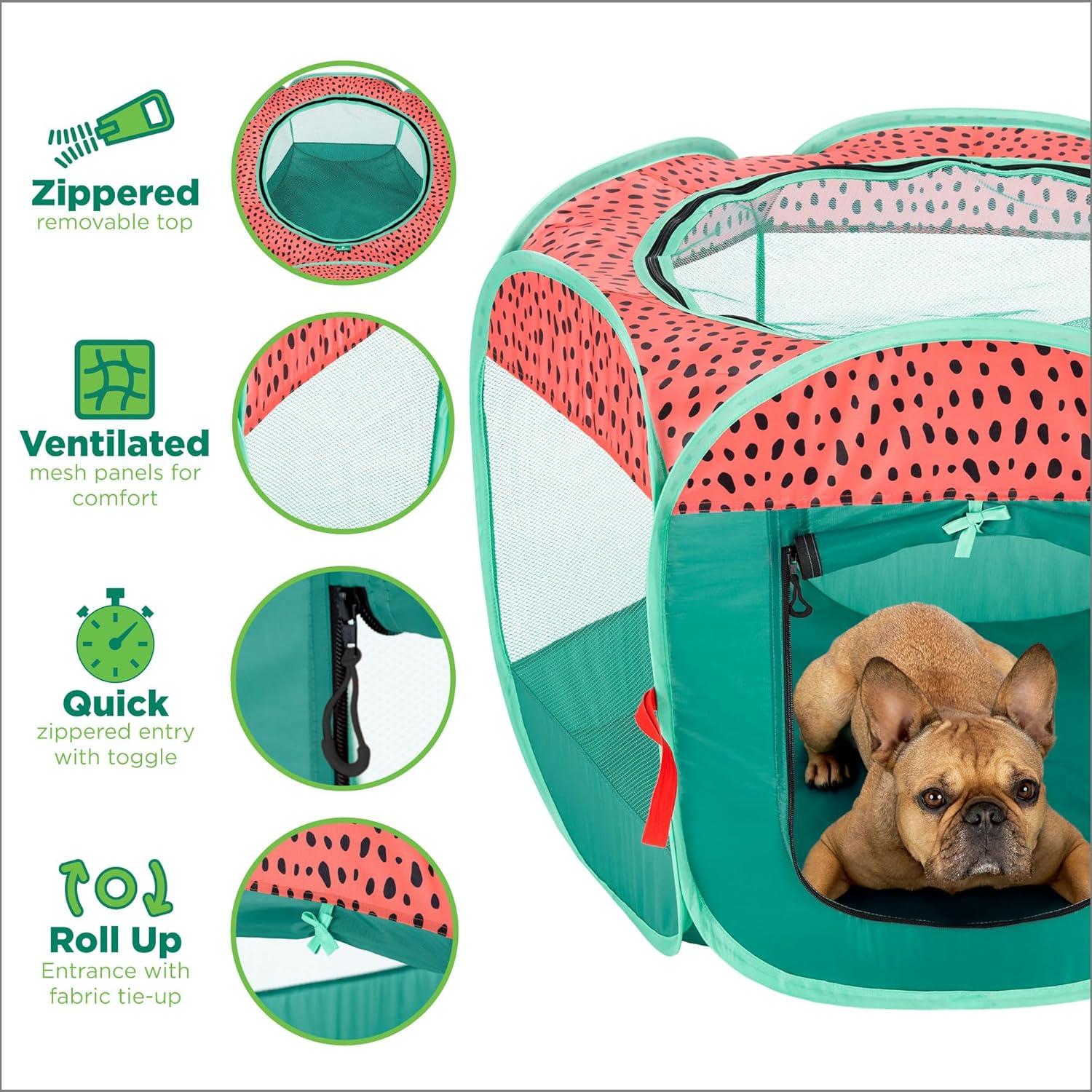 imageFurHaven Portable Pet Playpen for Dogs ampamp Cats Extra Large Indoor Kitten Playpen with Mesh Sides Foldable Dog Playpen for Small Dogs Pop Up Travel Dog Pen XLarge Sailor BlueGreen Pink