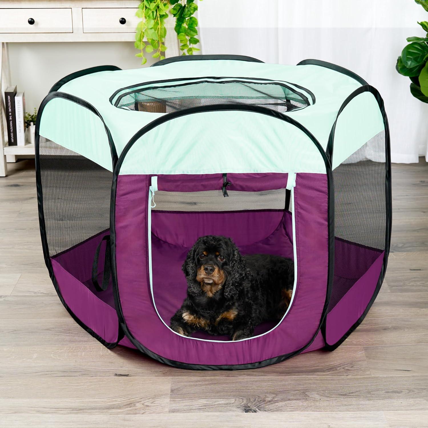 imageFurHaven Portable Pet Playpen for Dogs ampamp Cats Extra Large Indoor Kitten Playpen with Mesh Sides Foldable Dog Playpen for Small Dogs Pop Up Travel Dog Pen XLarge Sailor BluePurple