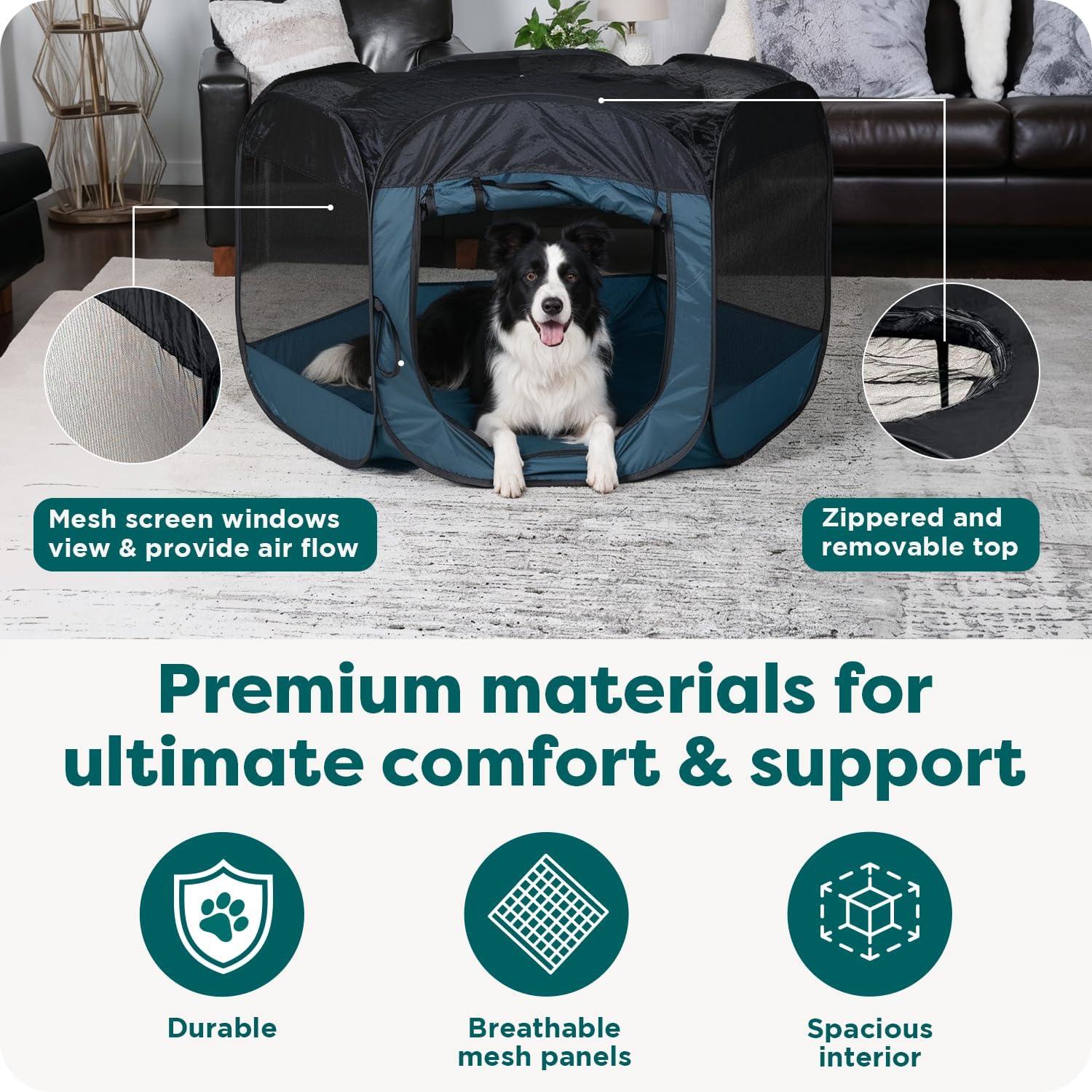 imageFurHaven Portable Pet Playpen for Dogs ampamp Cats Extra Large Indoor Kitten Playpen with Mesh Sides Foldable Dog Playpen for Small Dogs Pop Up Travel Dog Pen XLarge Sailor BlueSailor Blue